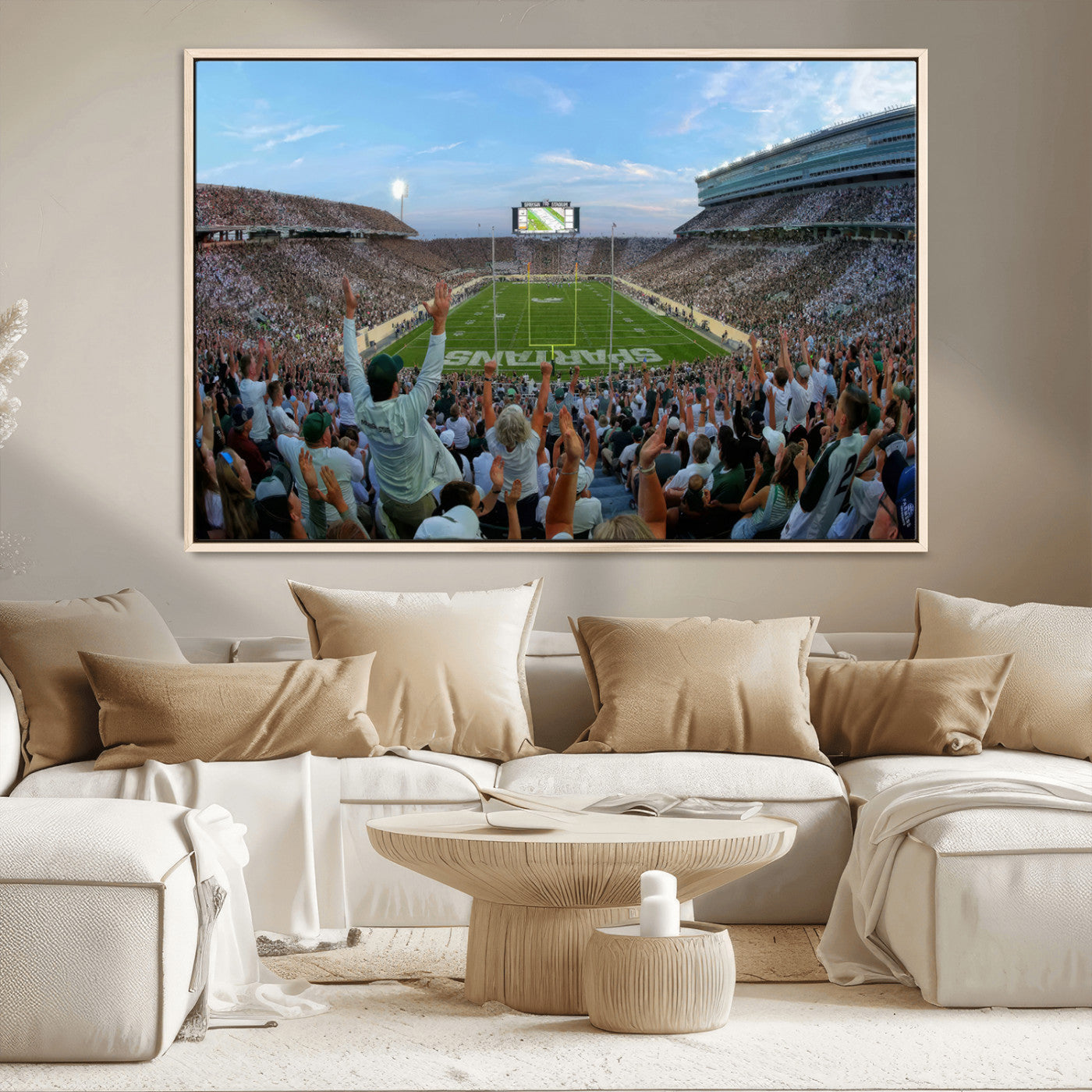 -Michigan State Spartans Football Team Art Print - East Lansing Spartan Stadium Wall Art Canvas Print