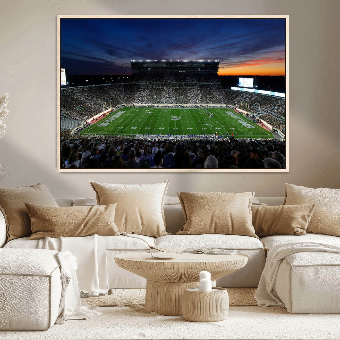 49074-MGV-CV-36X24-Michigan State Spartans Football Team Print - East Lansing Spartan Stadium Canvas Print