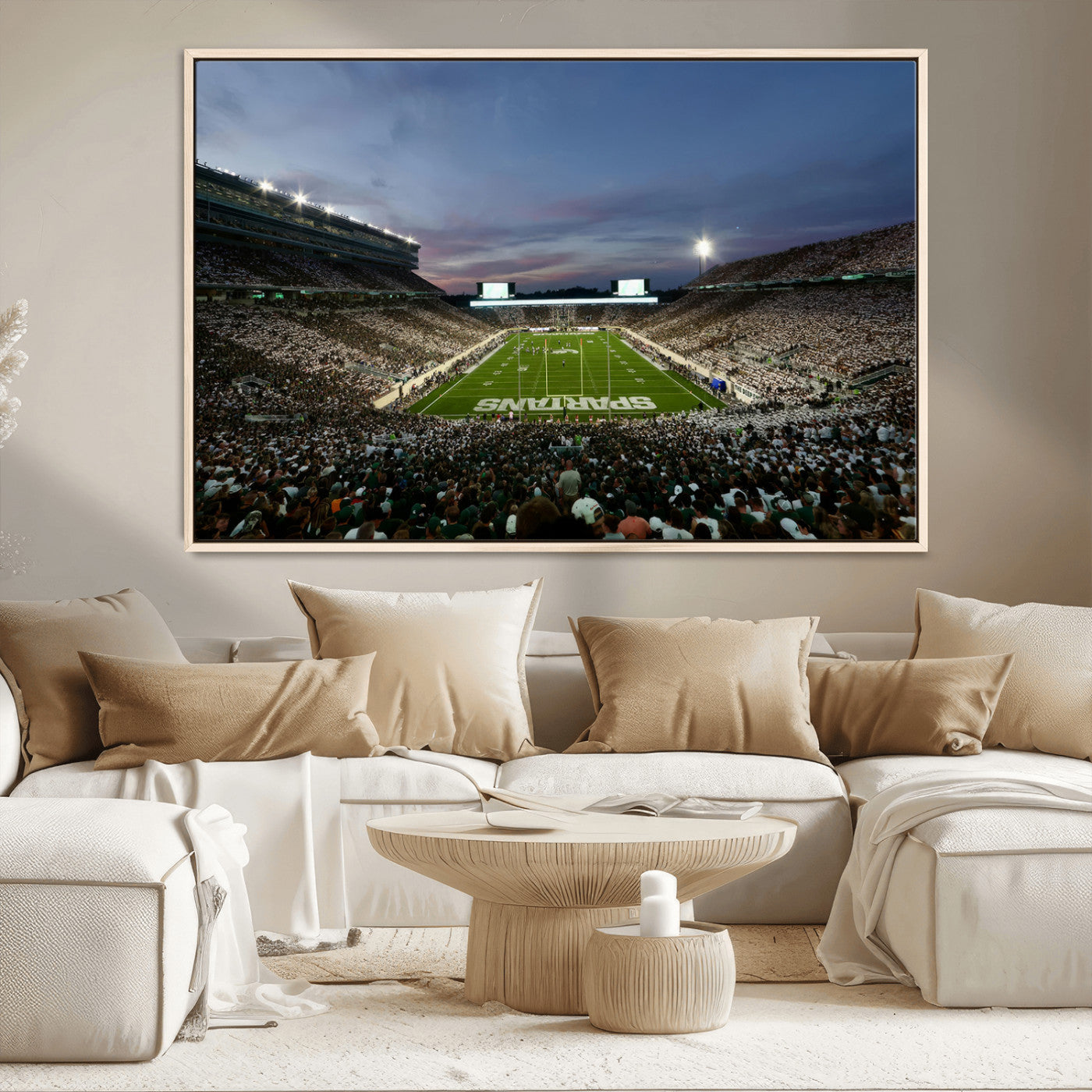 90831-MGV-CV-36X24-Michigan State Spartans Football Team Print - East Lansing Spartan Stadium Canvas Print