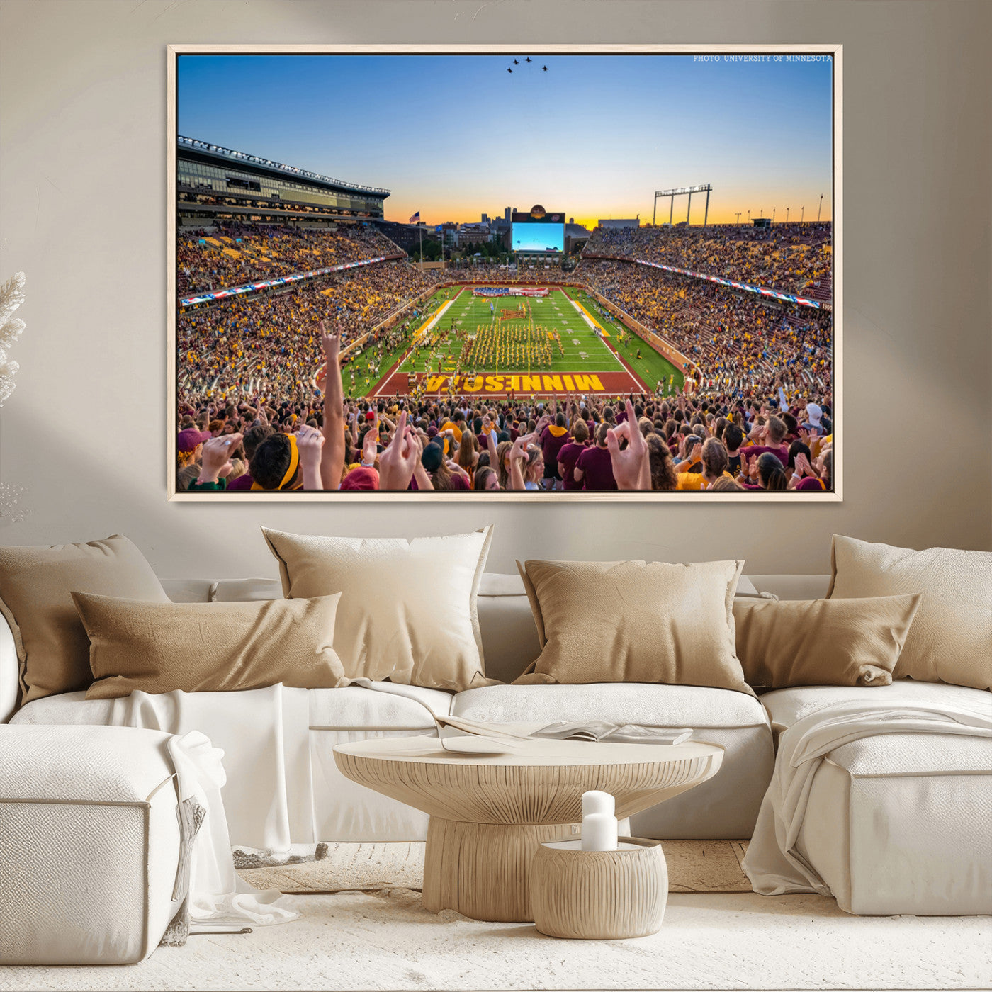63452-MGV-CV-36X24-University of Minnesota Golden Gophers Football Team Print - Minneapolis Huntington Bank Stadium