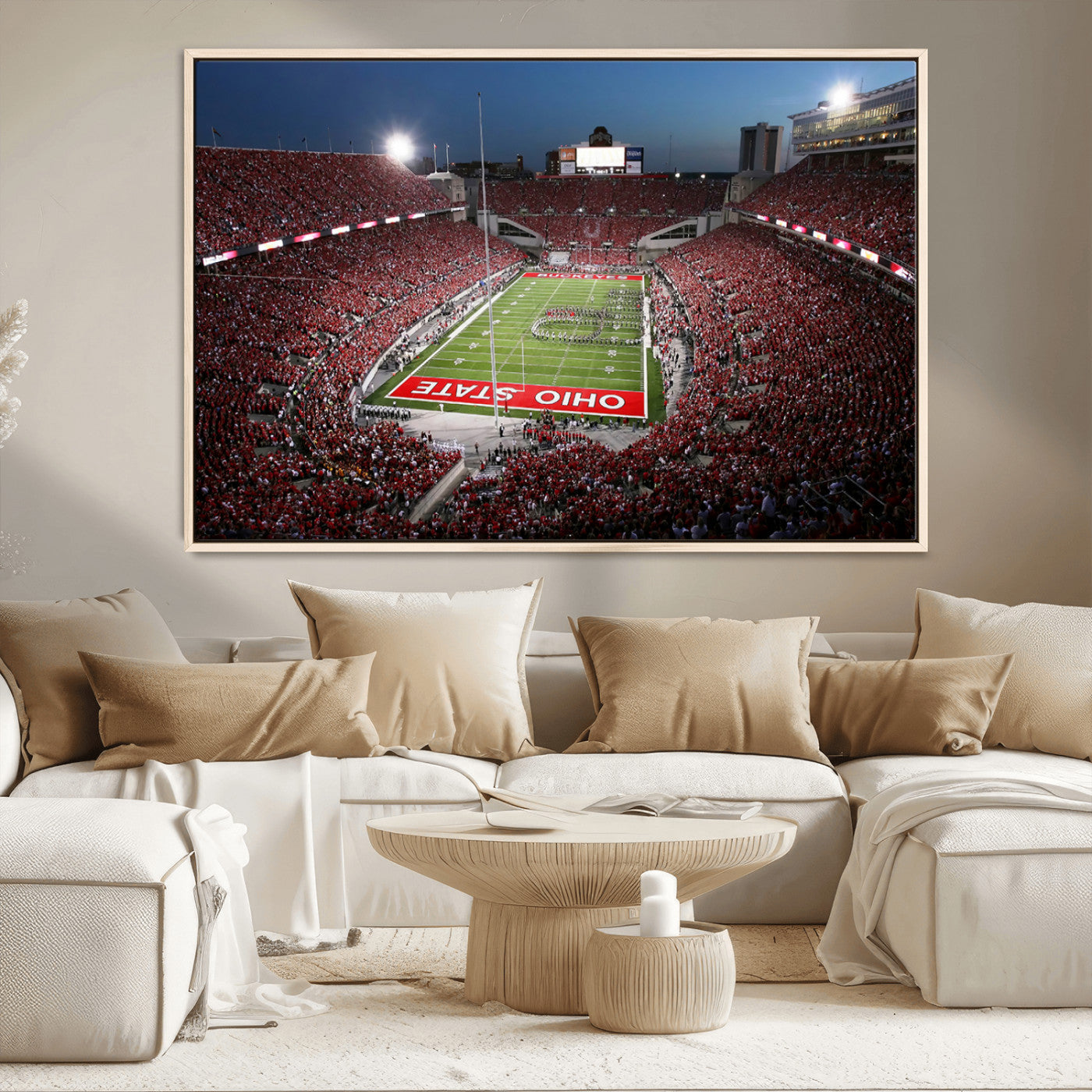 98743-MGV-CV-36X24-Ohio State University Buckeyes Football Team Print - Columbus Ohio Stadium Wall Art Canvas Print