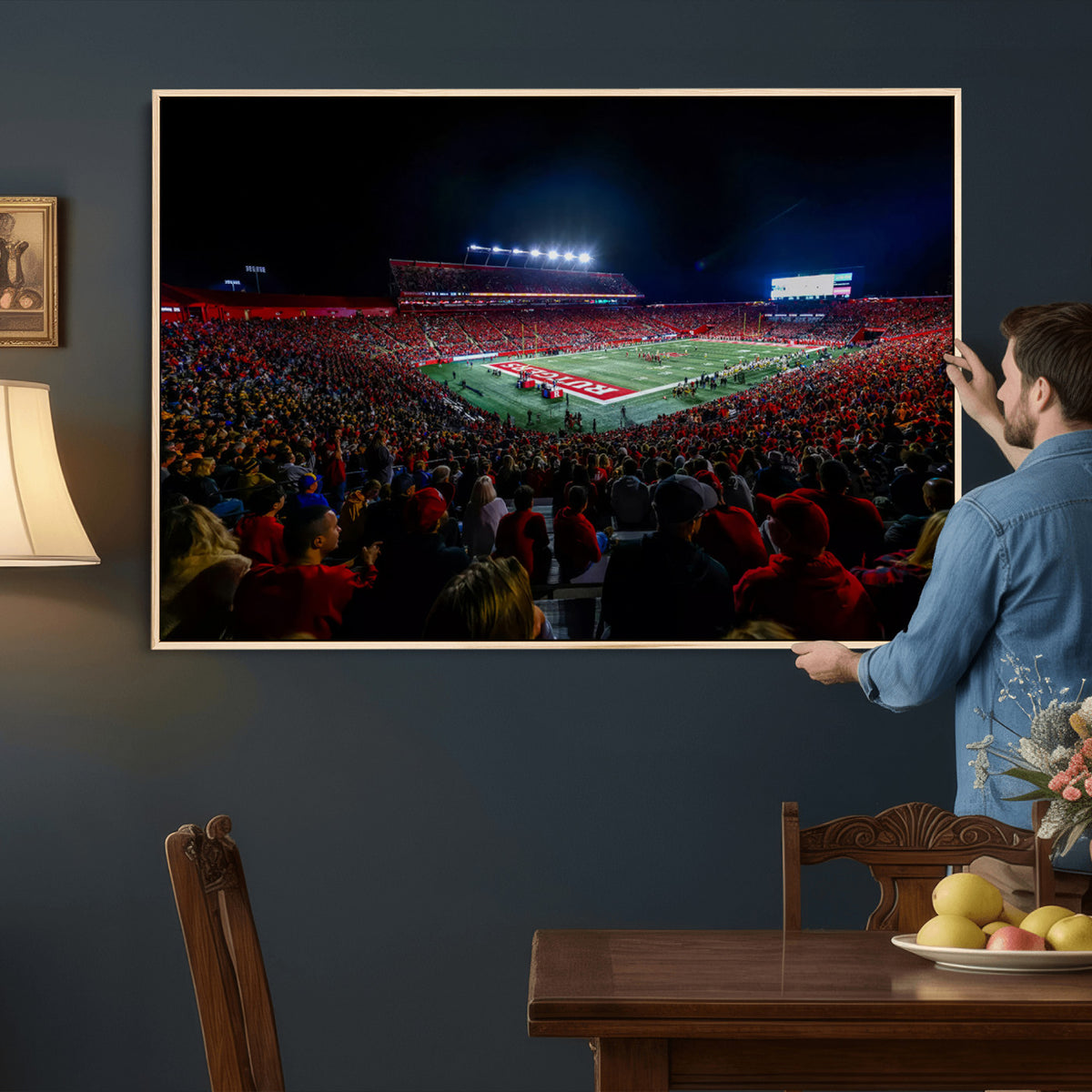 18115-PAN-FL-20X10 - Rutgers Scarlet Knights Football Team Print - SHI Stadium, Piscataway Wall Art Canvas Print