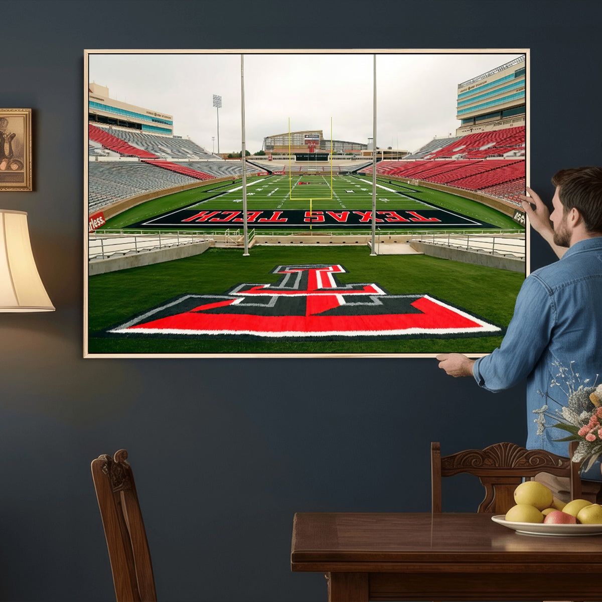 43169-PAN-FL-20X10 - Texas Tech Red Raiders Football Team Print - Lubbock Jones AT&T Stadium Wall Art Canvas Print