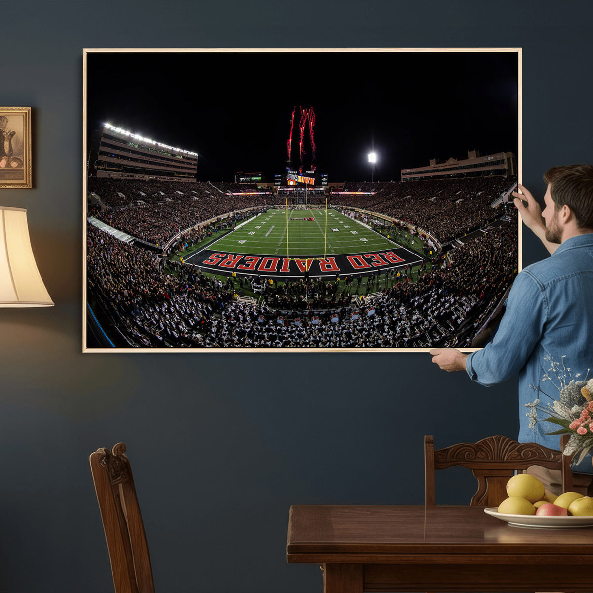 83122-PAN-FL-20X10 - Framed Texas Tech Red Raiders Stadium Canvas, Texas Tech Red Raiders Football Team Print - Lubbock