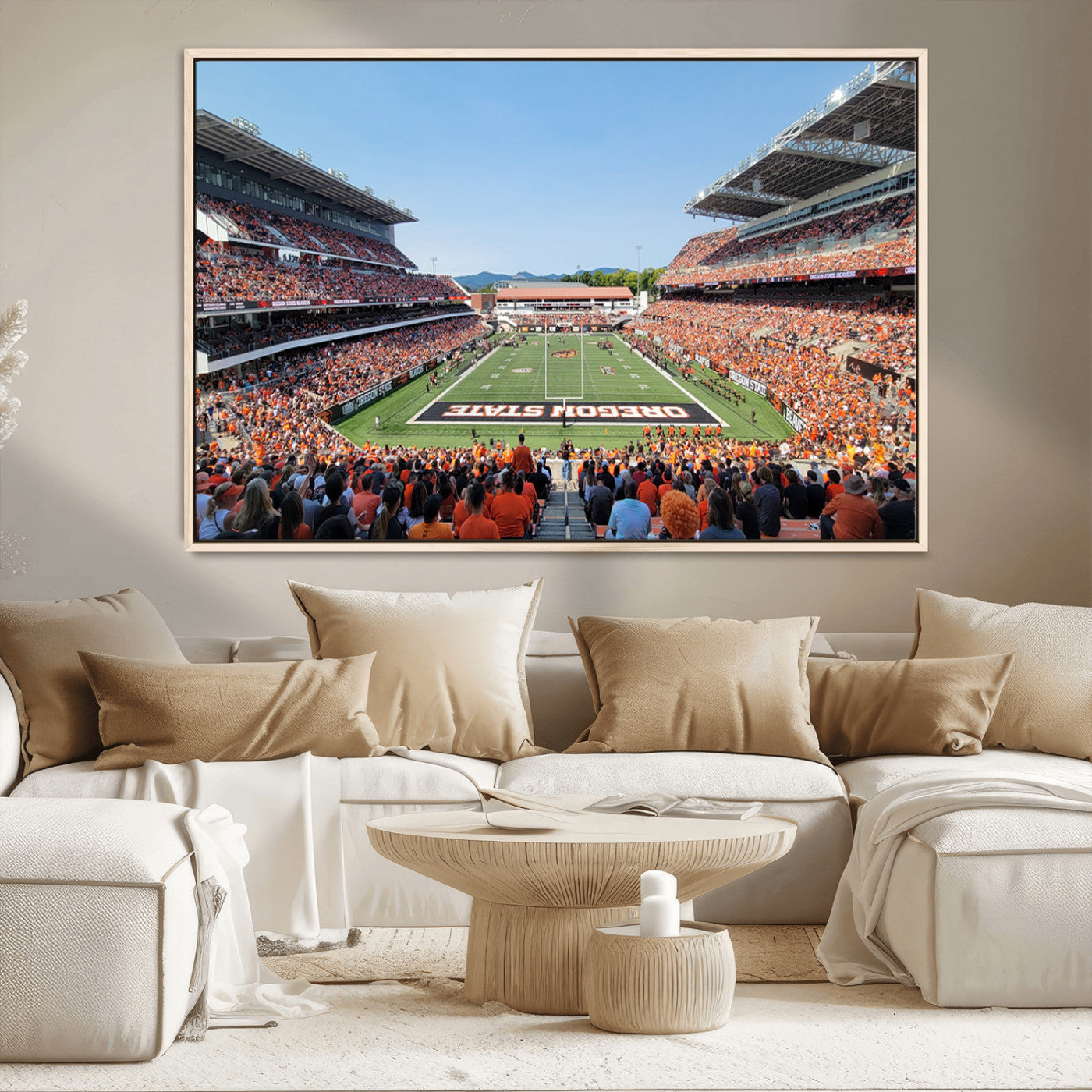35211-MGV-CV-36X24-Oregon State Beavers Football Team Print - Corvallis Reser Stadium Wall Art Canvas Print