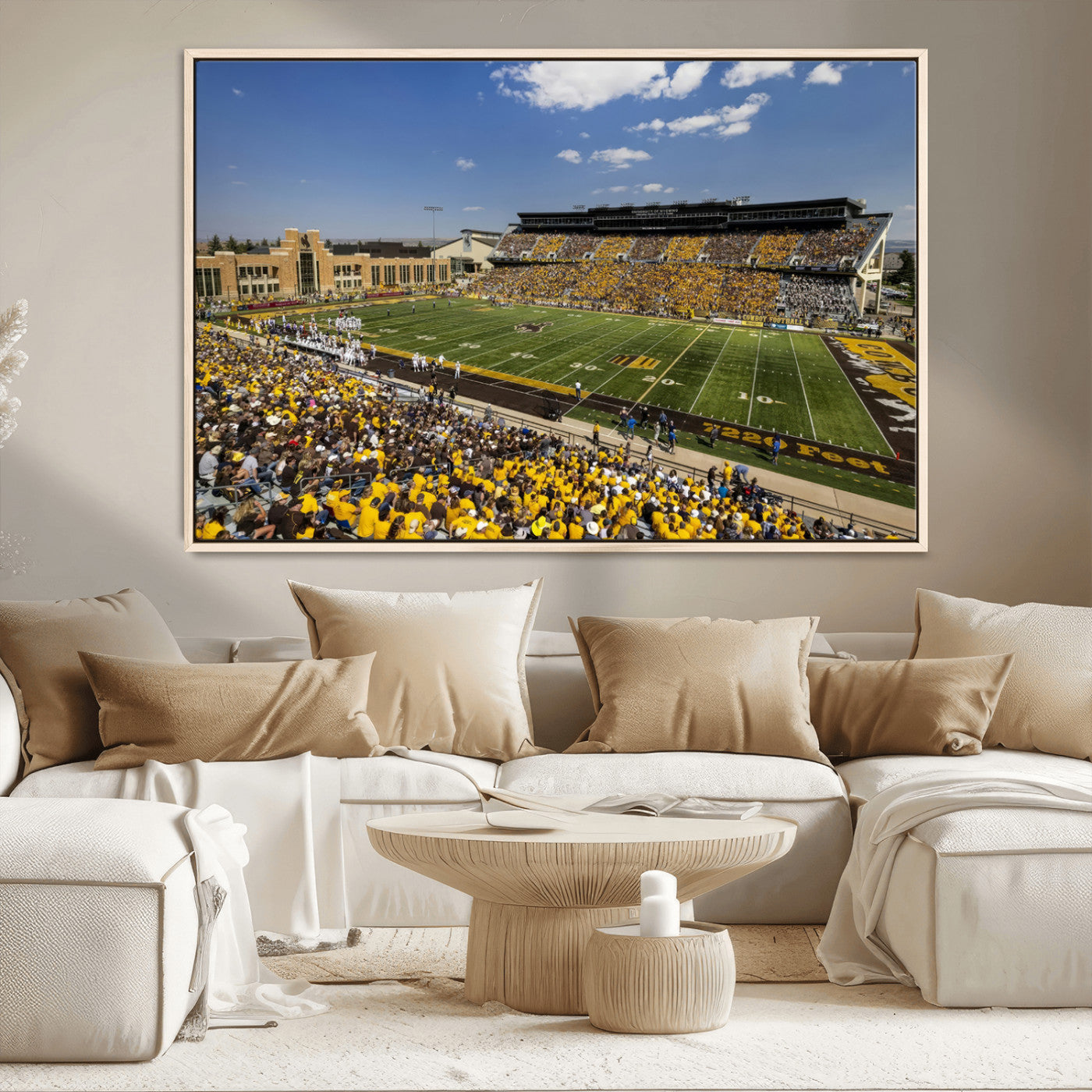 75112-MGV-CV-36X24-University of Wyoming Cowboys Football Team Print - Laramie Jonah Field War Memorial Stadium Wall