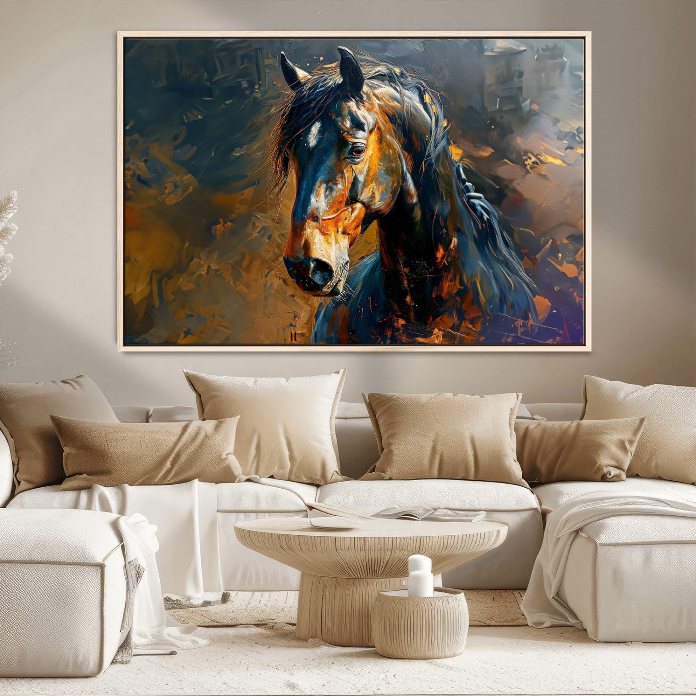 29909-MGV-CV-36X24-Abstract Horse Wall Art Canvas Print | Farmhouse Wall Decor | Western Cabin Art | Rustic Horse Decor