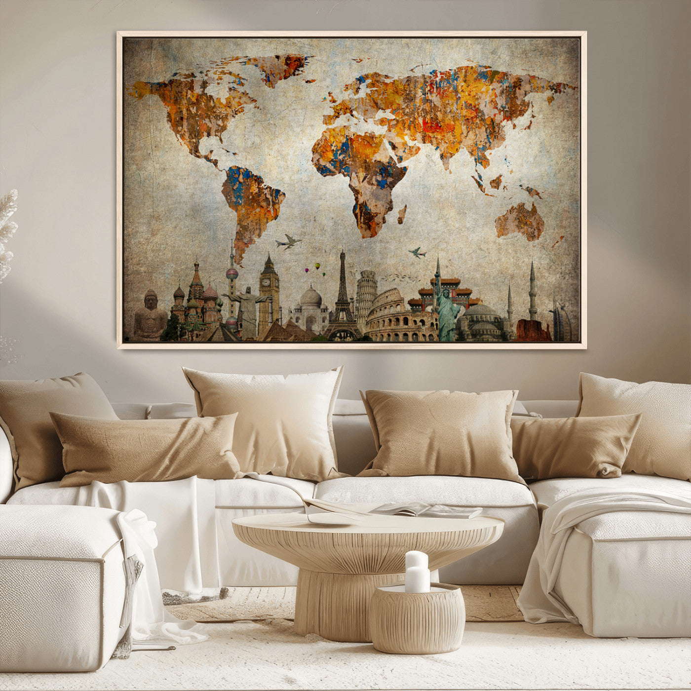 54918-MGV-CV-36X24-Push Pin World Map Canvas Print – Travel Tracker Wall Art for Couples, Perfect Anniversary Gift for Home or Office Decor