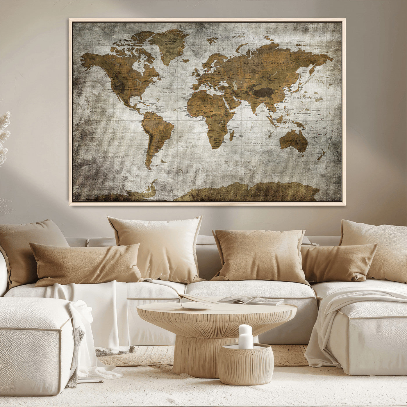 -Push Pin World Map Canvas Print – Travel Tracker Wall Art for Couples, Perfect Anniversary Gift for Home or Office Decor