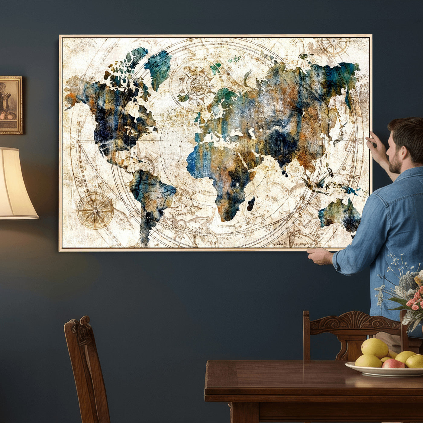 10554-MGV-CV-36X24 - Abstract World Map Art Print Canvas Print