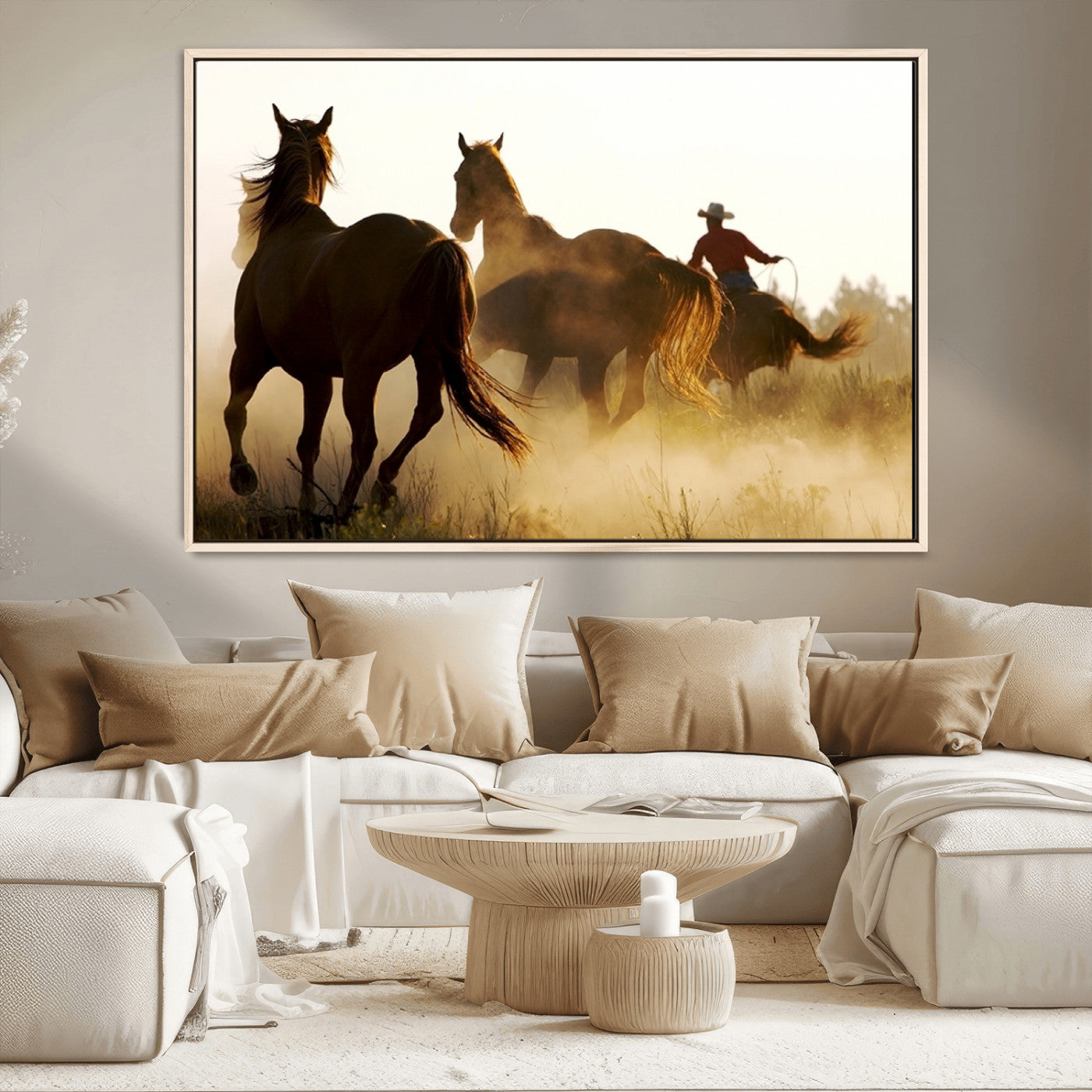 -Horses and Cowboys Wall Art Canvas Print