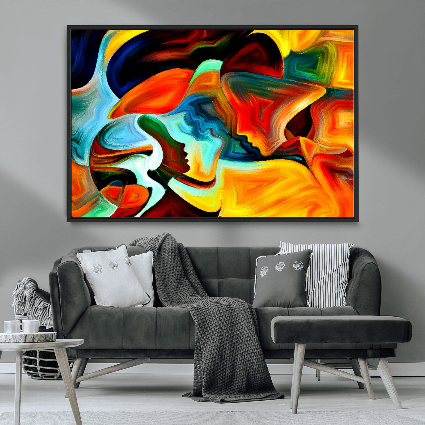 70242-MGV-CV-36X24-Human Love Figures Abstract Wall Art Canvas Print