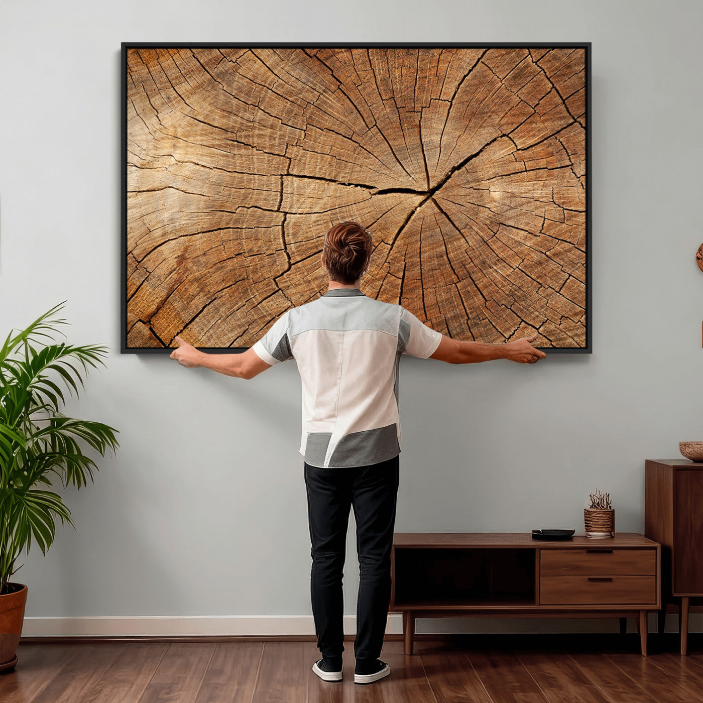 61710-MGV-CV-36X24 - Tree Ring Canvas Art, Rustic Wood Grain Wall Art, Tree Slice Decor for Modern Homes, Giclee