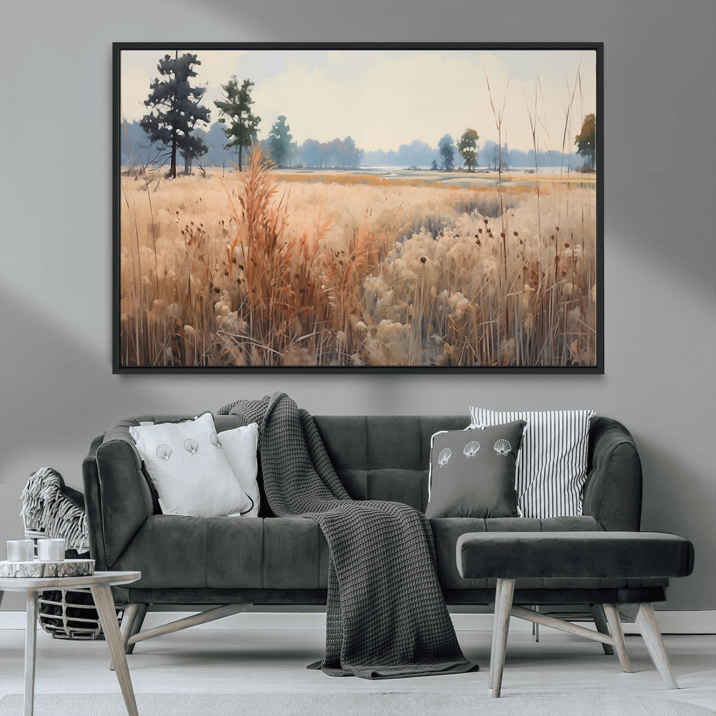 98822-MGV-CV-36X24-Golden Fields Canvas Wall Art Print – Serene Landscape of Nature’s Tranquility in Minimalist Modern