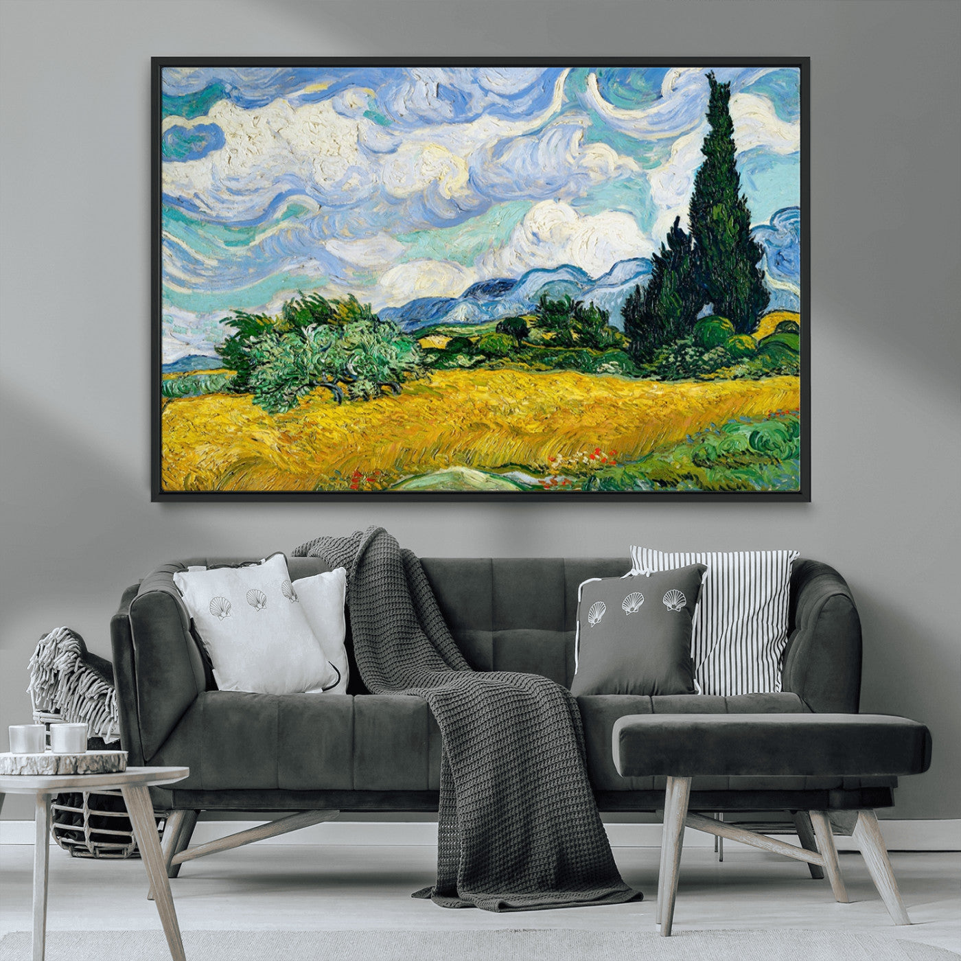 97252-MGV-CV-36X24-Wheatfield With Cypresses By Van Gogh Painting Wall Art Canvas, Wheatfield With Cypresses Canvas