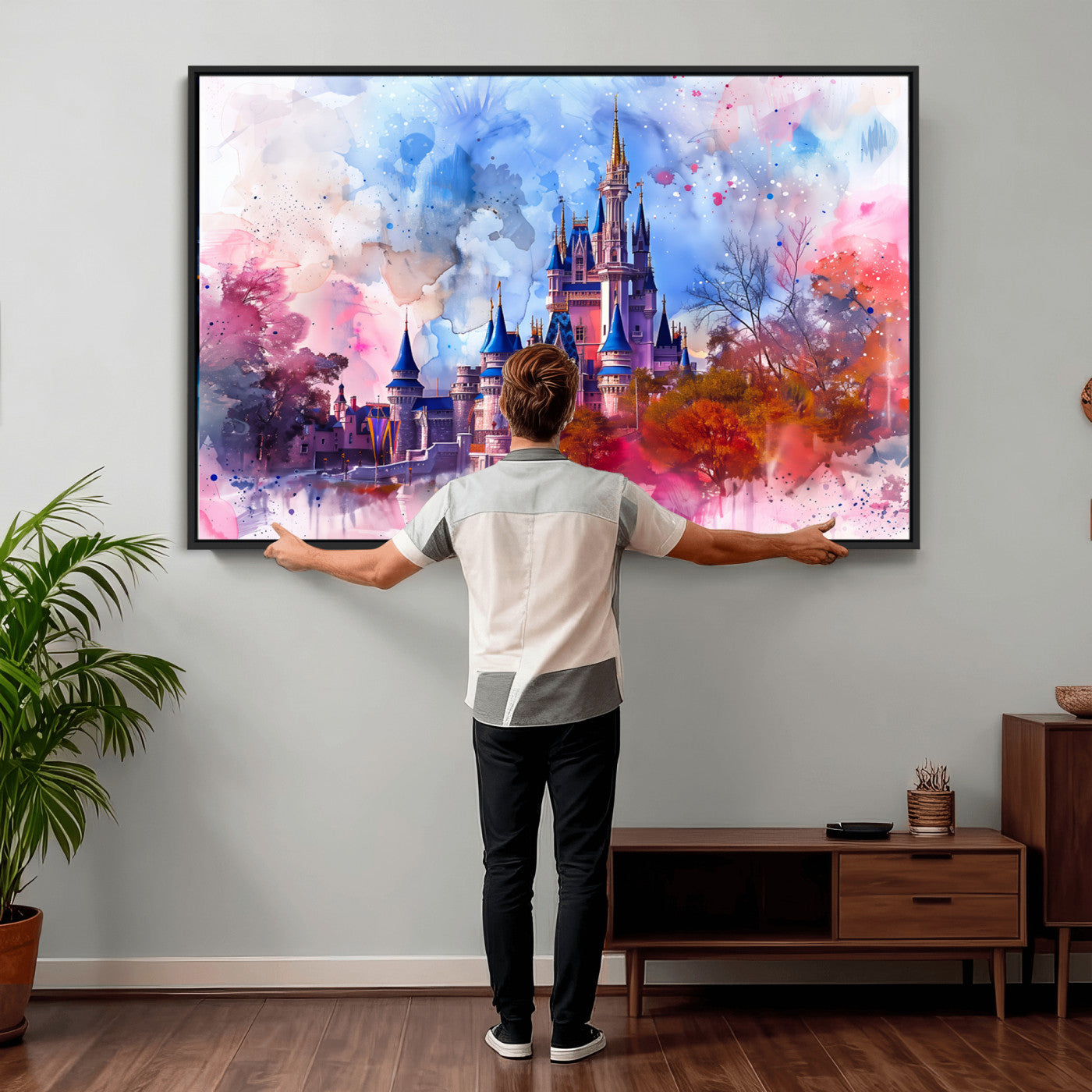 58662-MGV-CV-36X24 - Disney Wall Art: Dreamy Watercolor Cinderella Castle Canvas Print