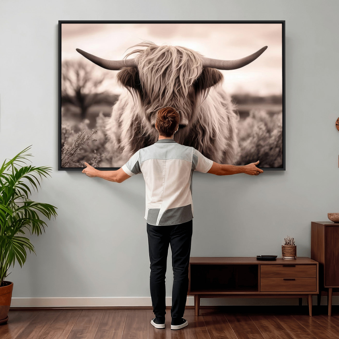 55903-MGV-CV-36X24 - Scottish Cow Longhorn Wall Art Canvas Print