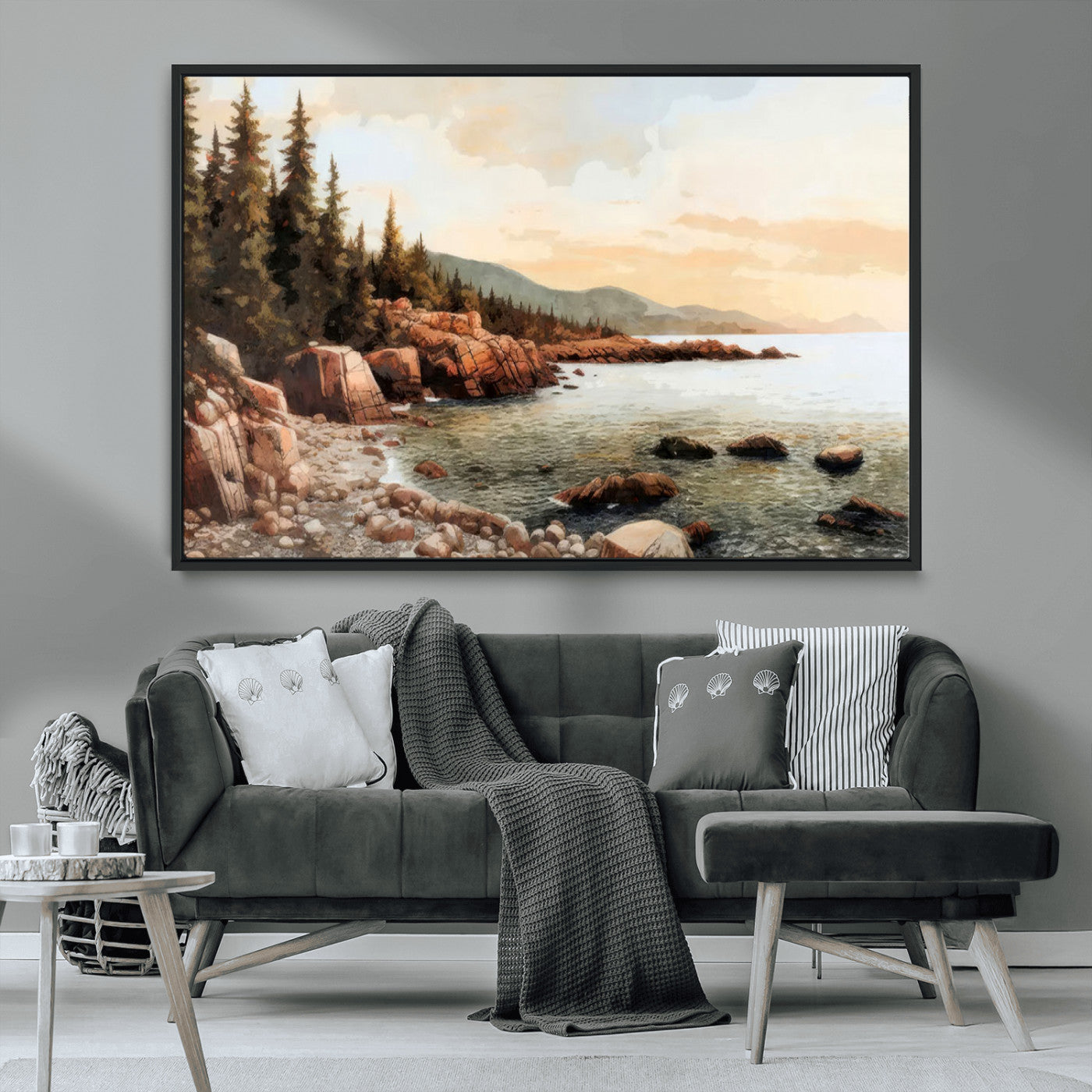 77145-MGV-CV-36X24-Serene Coastal View of Acadia National Park Wall Art - Stunning 3-Panel Wall Art Canvas Print,