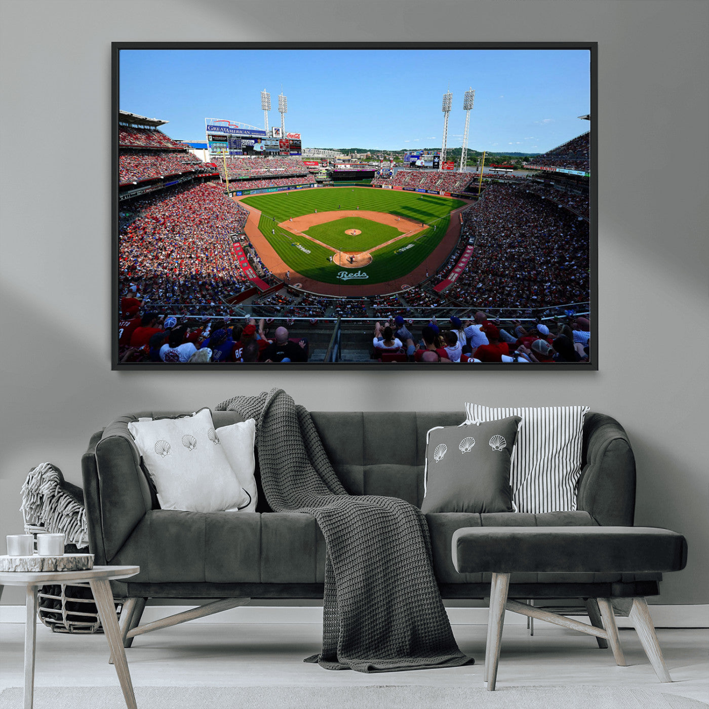 90998-MGV-CV-36X24-Cincinnati Reds Baseball Canvas Print - Great American Ball Park Stadium Wall Art Canvas Print