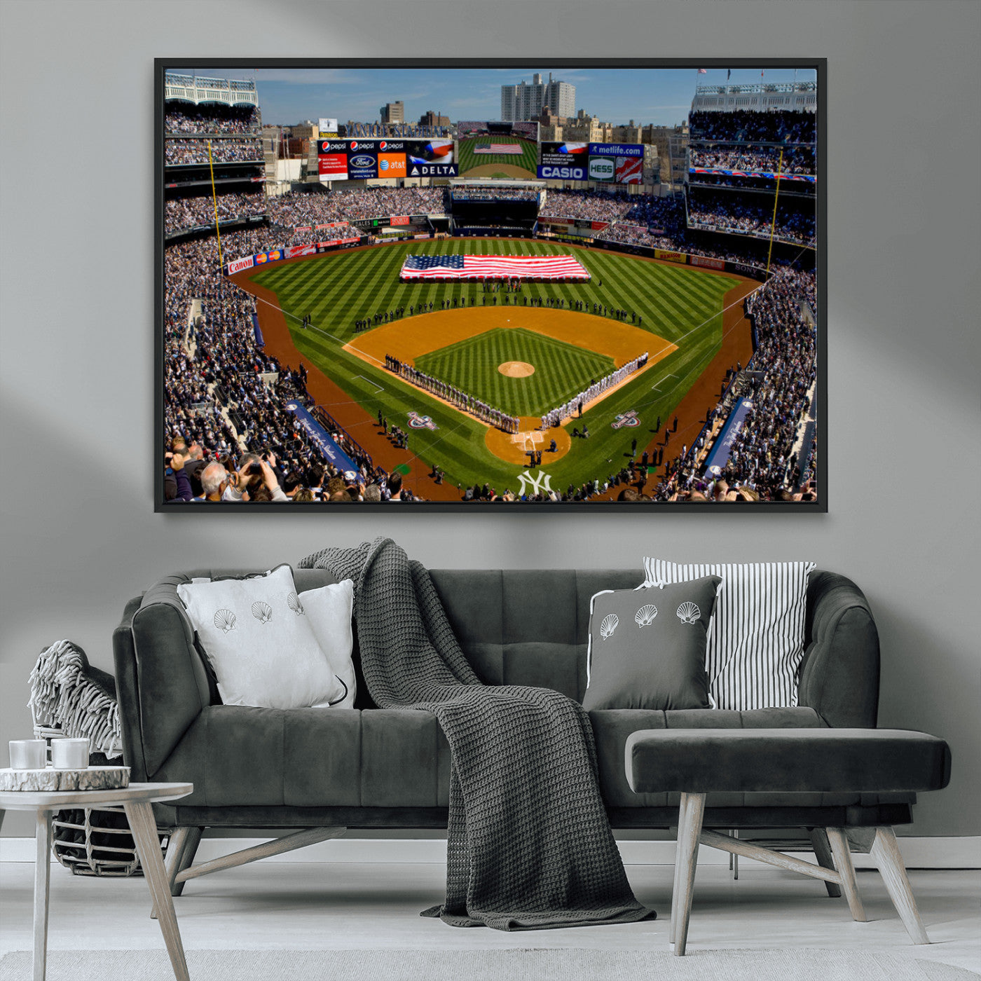 20879-MGV-CV-36X24-Yankee Stadium New York Wall Art Print | 3-Panel Canvas Print of Yankees Baseball Stadium | Large