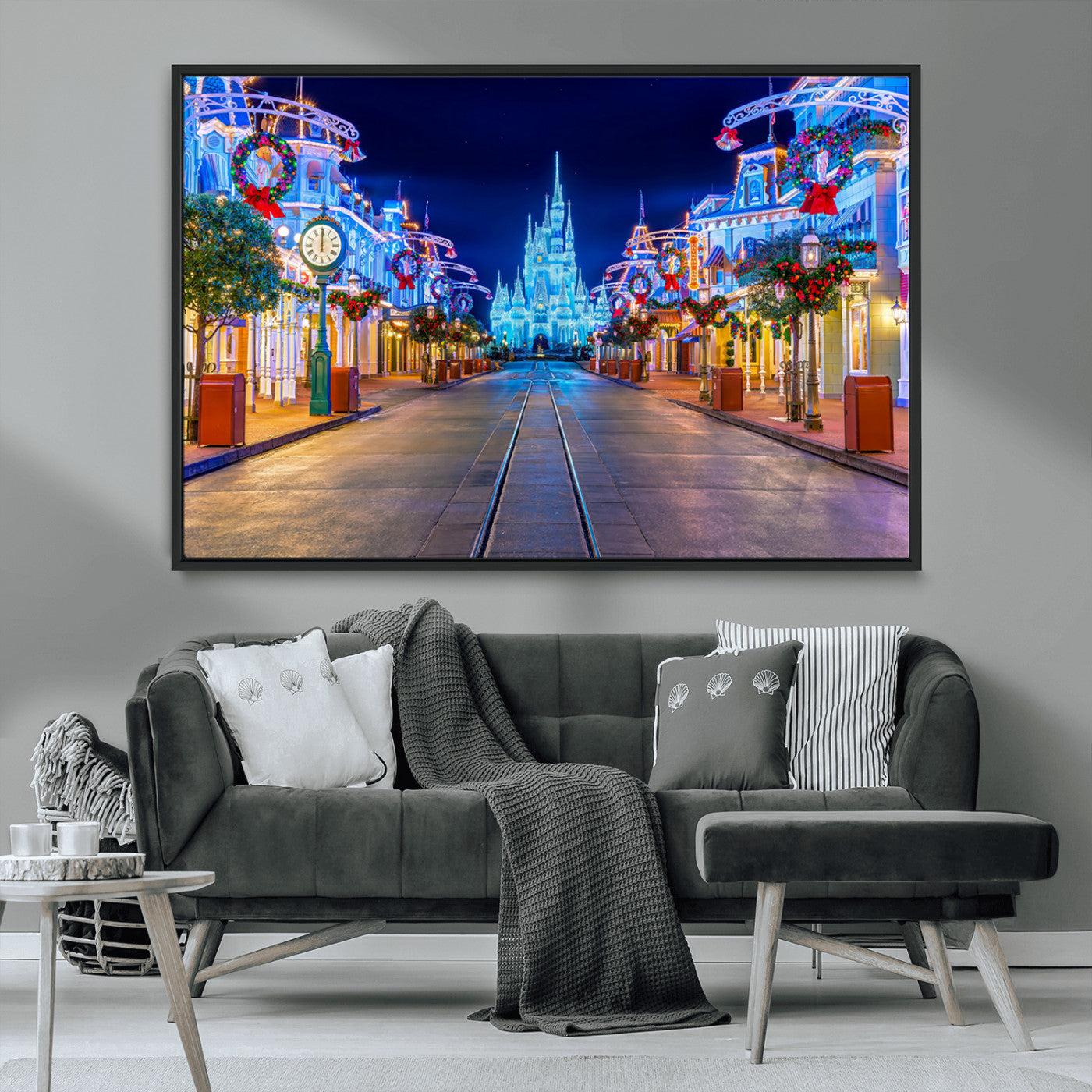 12470-MGV-CV-36X24-Disney Castle Wall Art – Large Magic Kingdom Canvas Artwork, Fairytale Design, Kids Room Christmas Decor for Home, Office