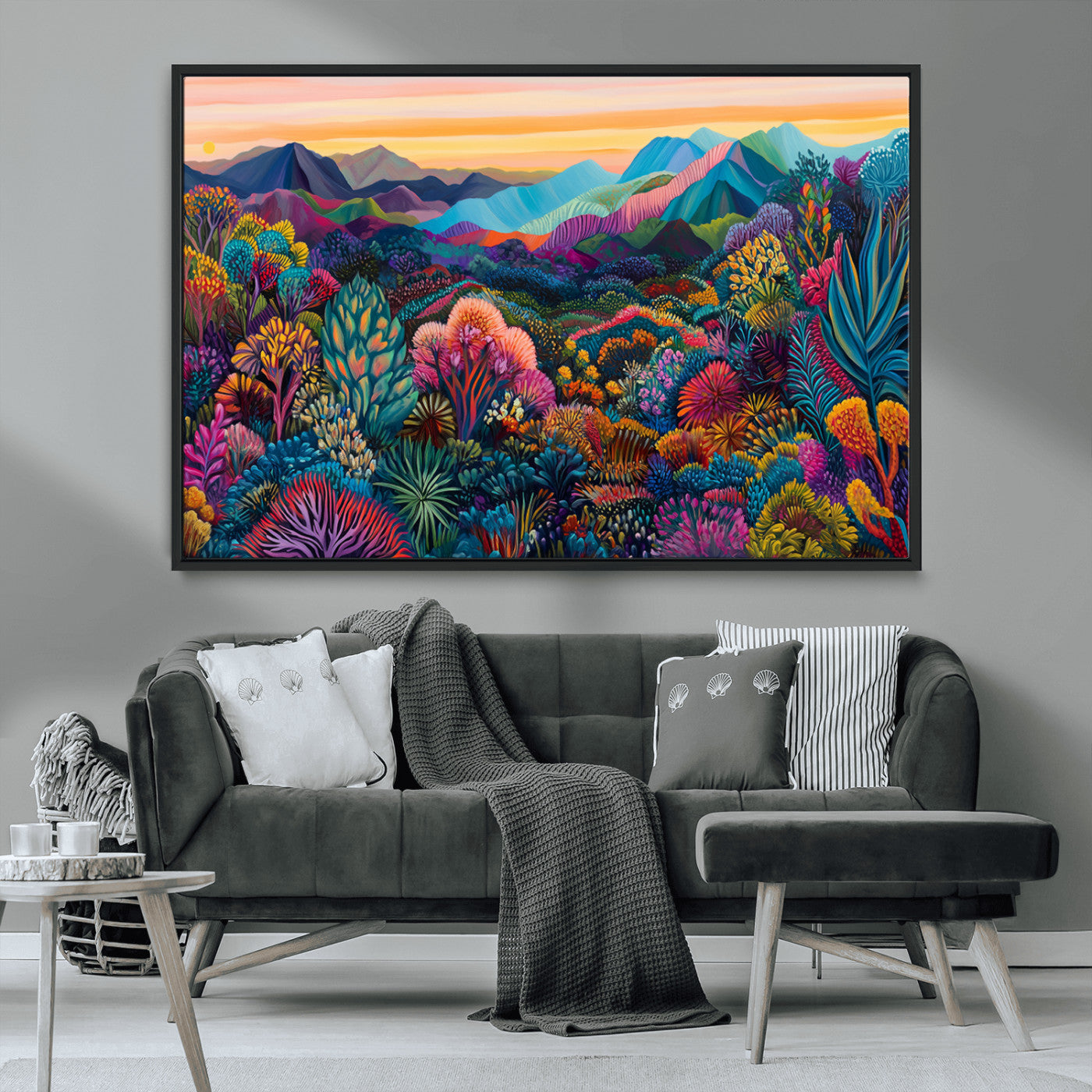 63728-MGV-CV-36X24-Colorful Abstract Landscape Wall Art Print Canvas - Vibrant Modern Decor for Living Room, Office, or