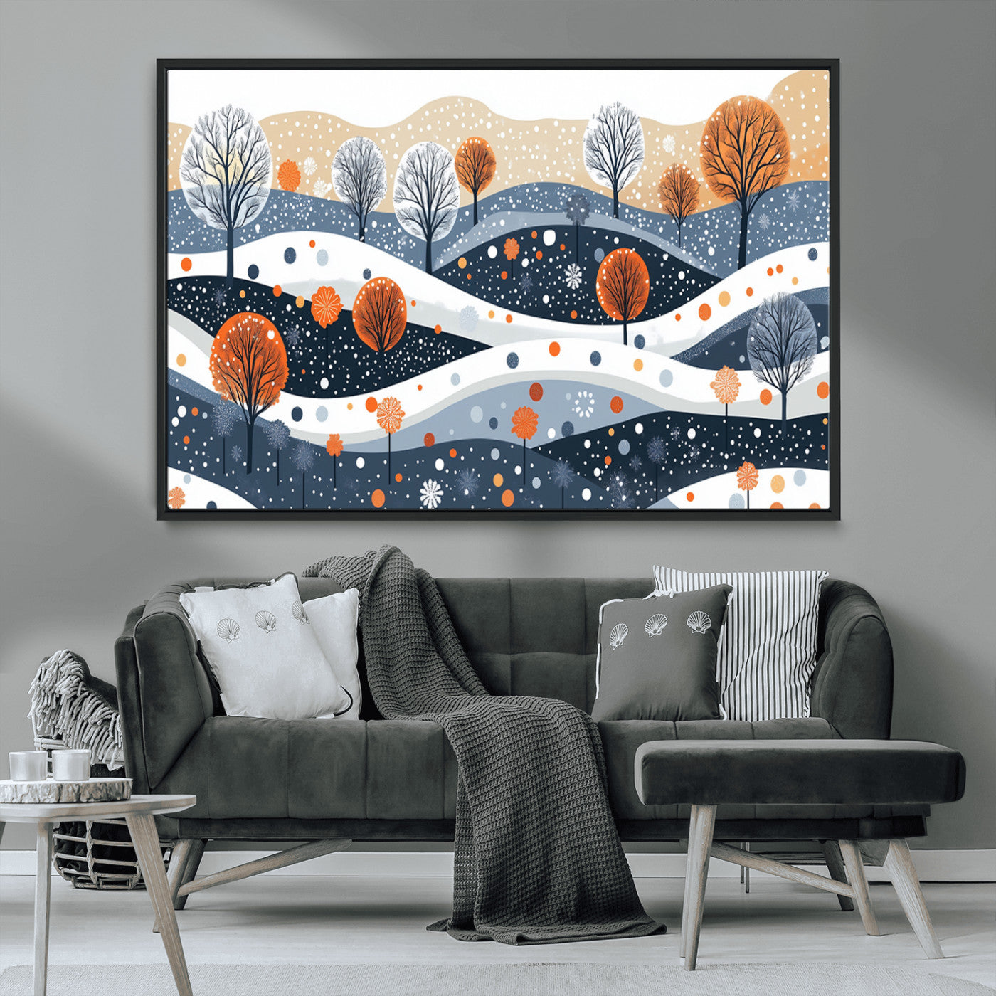 22651-MGV-CV-36X24-Abstract Winter Landscape Canvas Wall Art Print - Large Colorful Nature Wall Decor