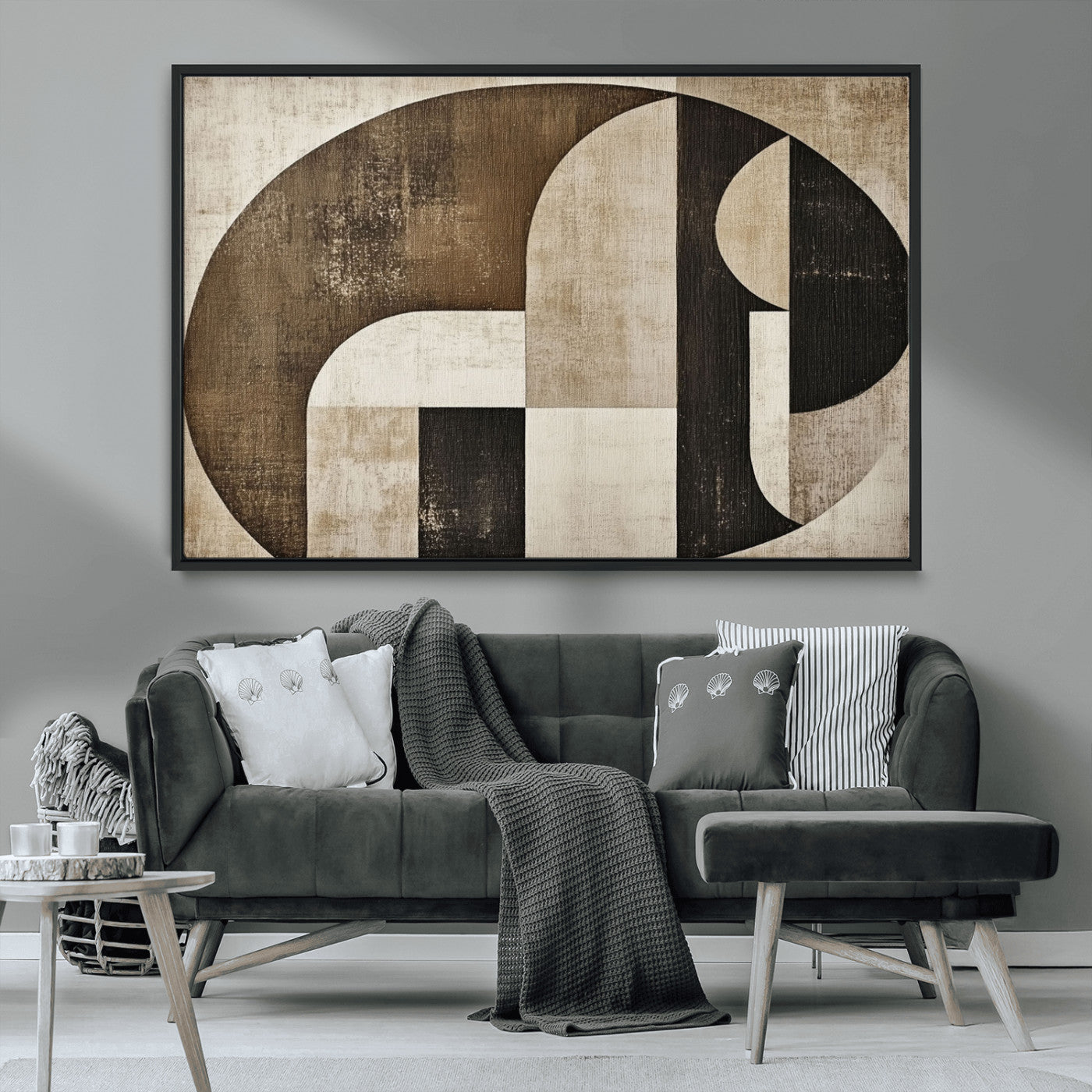 44796-MGV-CV-36X24-Wabi Sabi Abstract Wall Art | Geometric Modern Minimalist Canvas Print with Neutral Mid Century Art