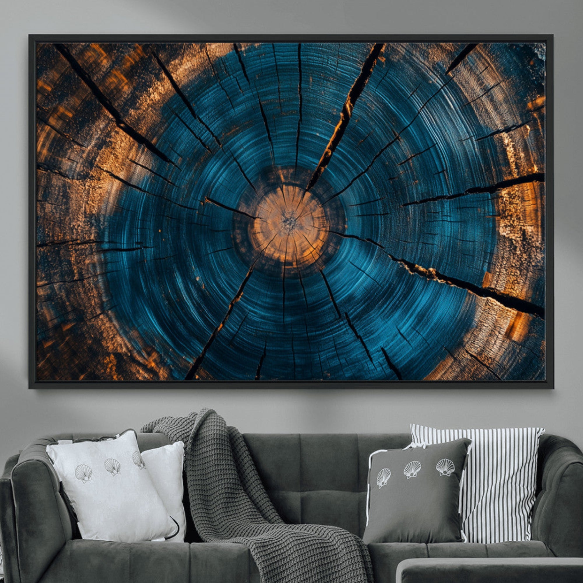 13398-MGV-CV-36X24-Abstract Tree Rings Wall Art Canvas Print Wood Grain Rings Artwork Nature Woodland Modern Wall Decor for Home, Office
