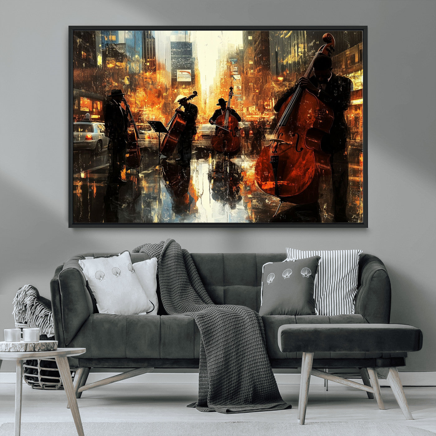 -African American Abstract Jazz Wall Art - Framed Abstract Music Canvas - Colorful Instrument Canvsa