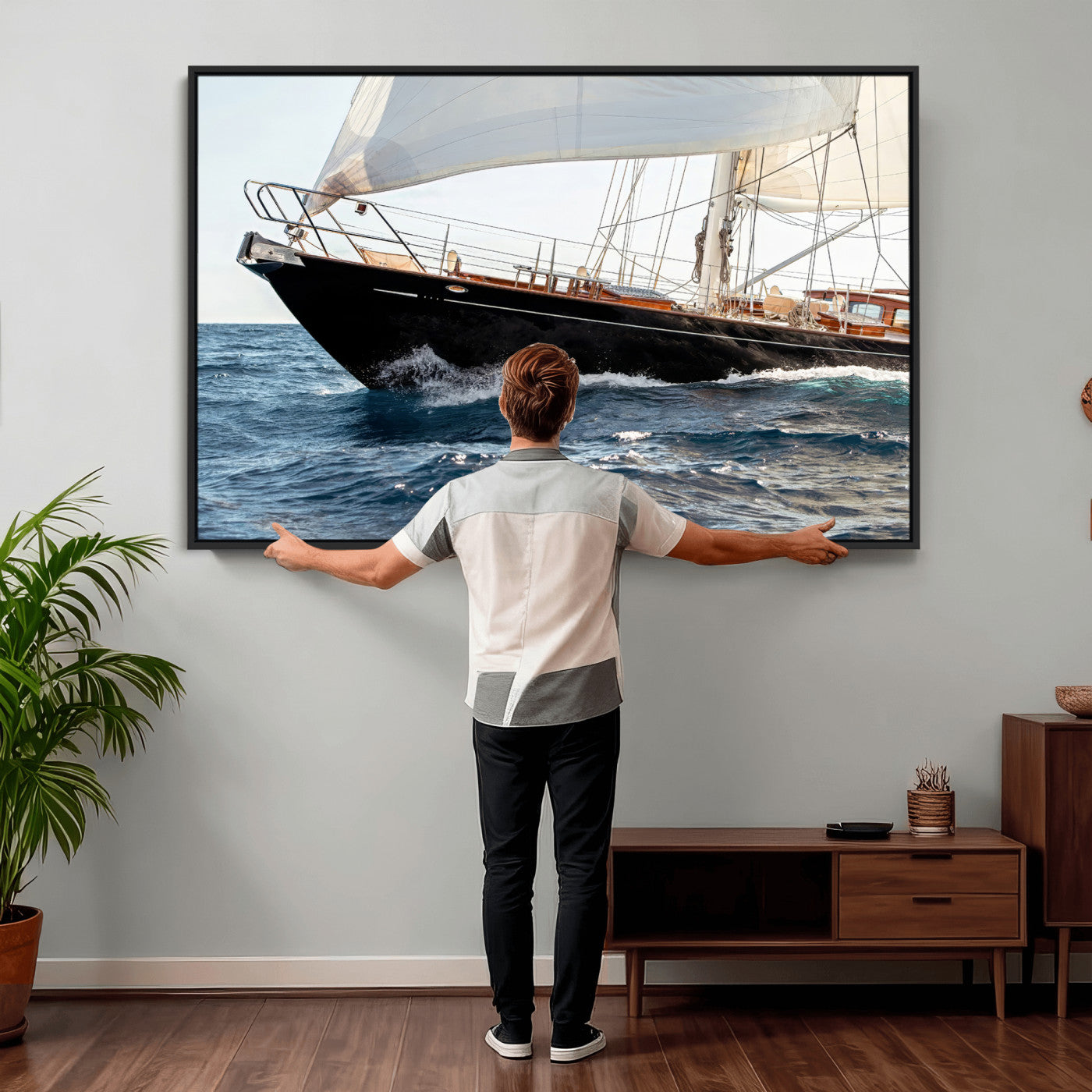 97168626-MGV-CV-36X24 - Boat Yacht Wall Art – Ocean Waves & Sailing Adventure Canvas Print, Nautical Elegance & Marine Journey for Living Room or Luxury Decor