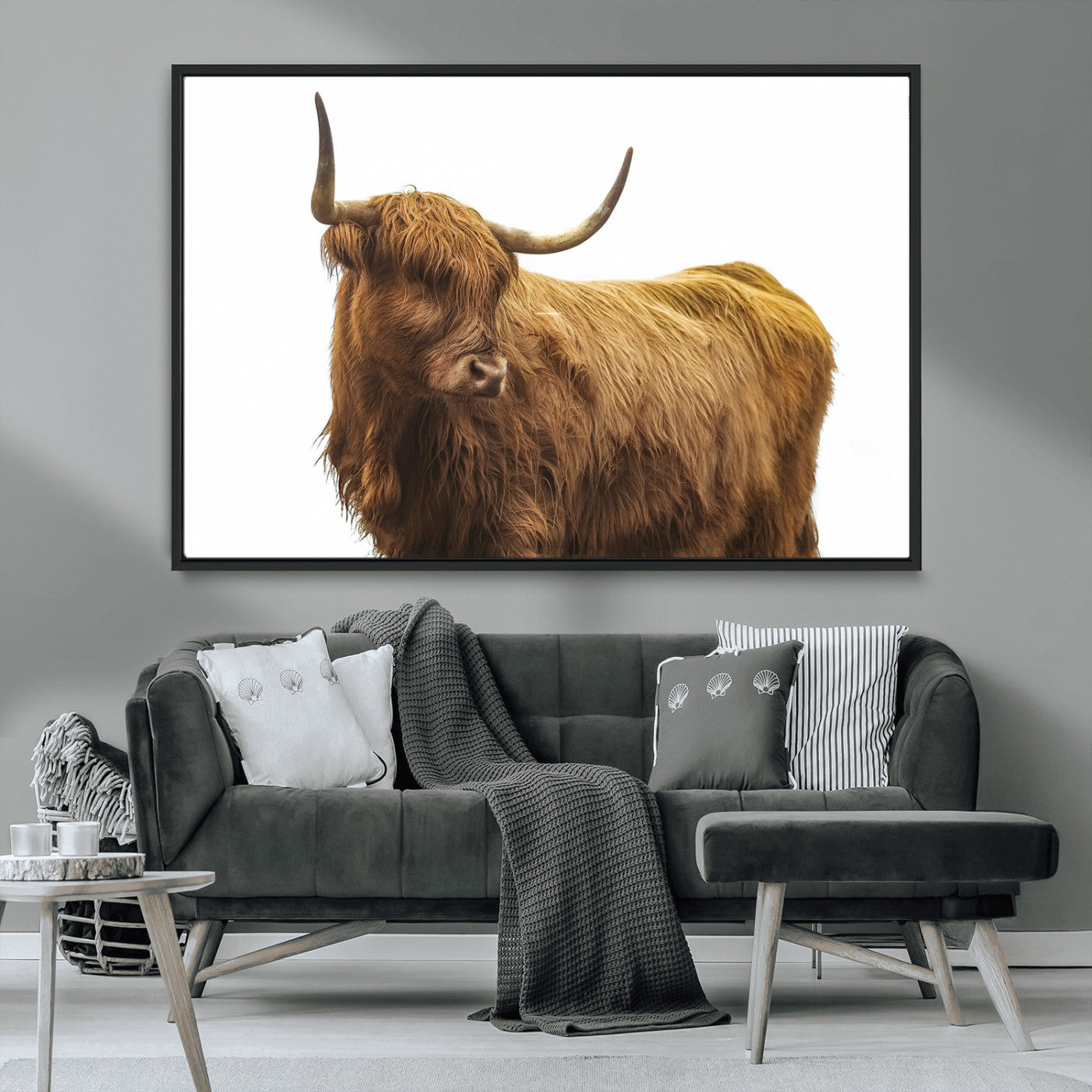 -Highland Cow Wall Art Canvas Print, Framed Farmhouse Wall Art Art Picture Print, Rustic Animal Decor Perfect Rustic Farmhouse Decor Artwork