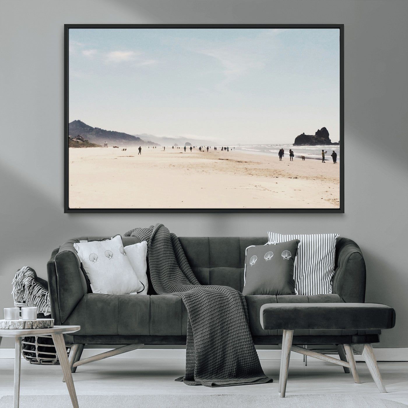 28307820-MGV-CV-36X24-Minimalist Beach Wall Art Canvas Print – Framed Coastal Serenity Soft Sand Nature Scene Artwork for Home Office