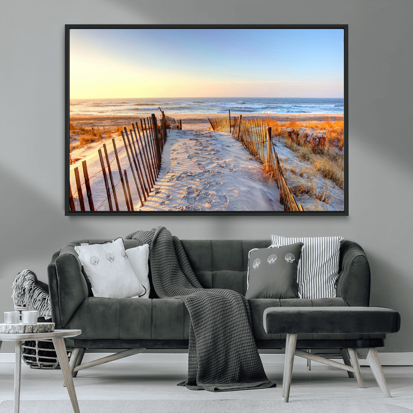 73351887-MGV-CV-36X24-Ocean Sunset Wall Art Canvas Print – Nautical Beach Photography Summer Coastal Serenity Artwork for Home, Office