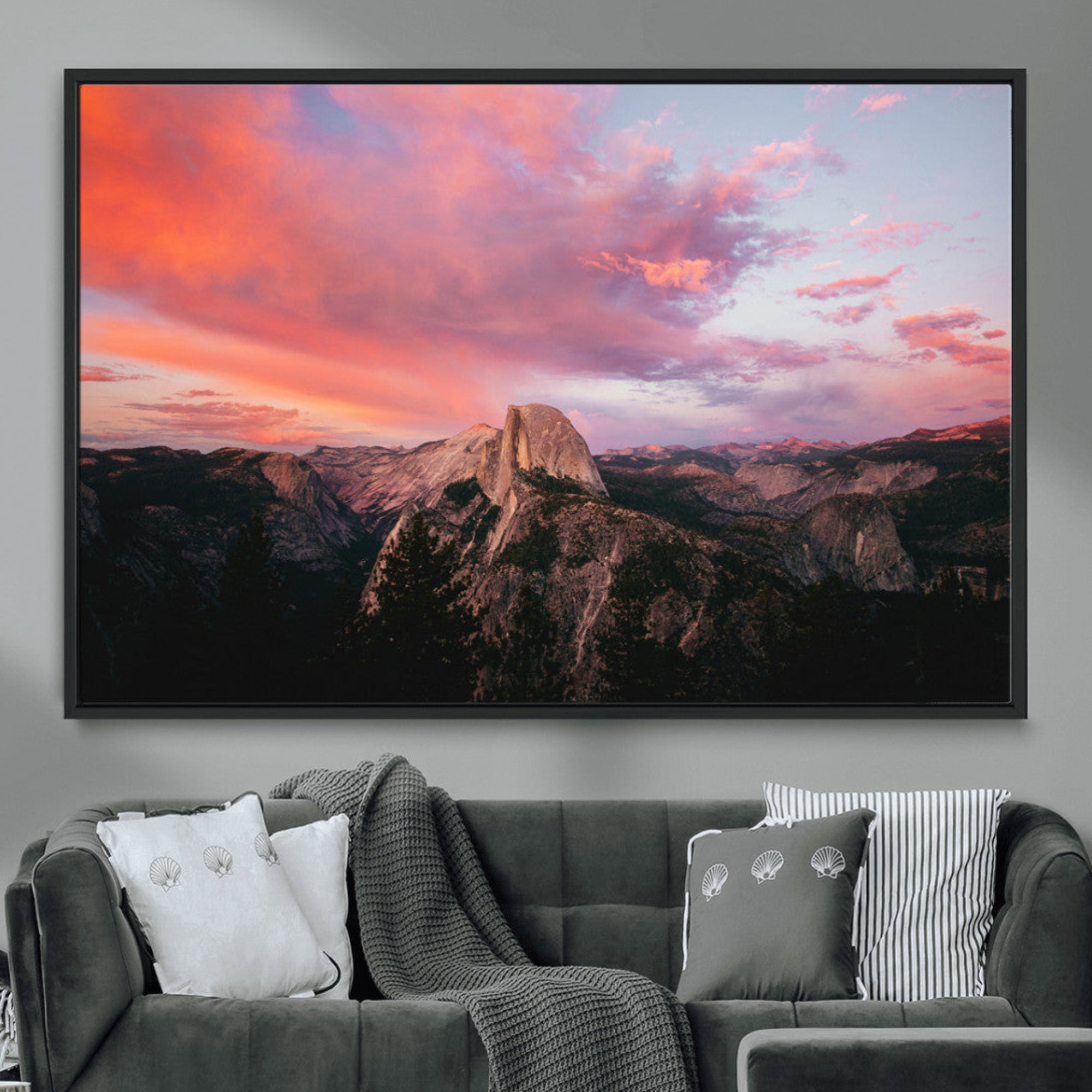 32786115-MGV-CV-36X24-Half Dome Wall Art Canvas Print – Framed Yosemite National Park Dramatic Sunset Adventurous Wilderness Artwork for Home, Office