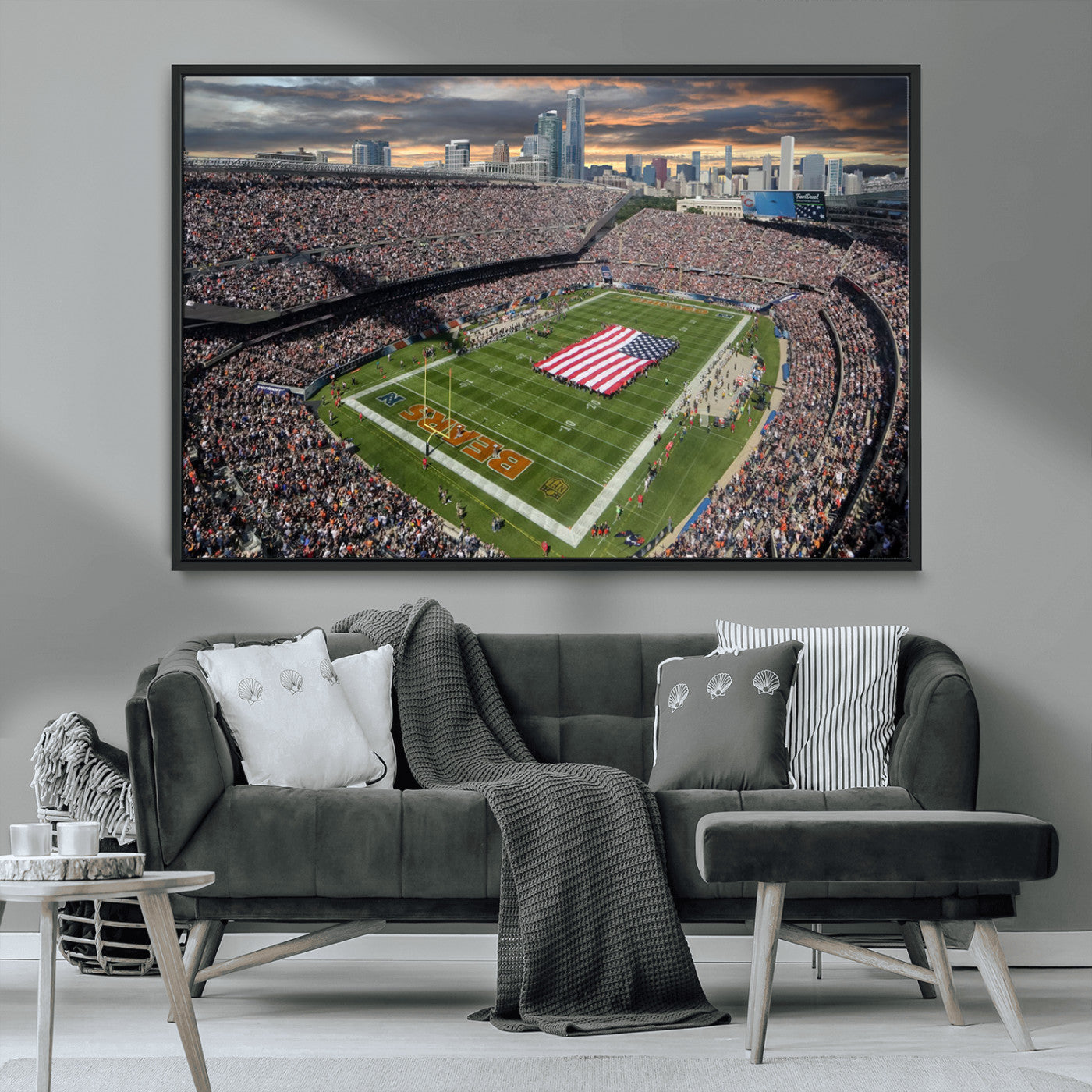 -Chicago Bears Soldiers Field Wall Art Canvas Print – Framed Football Stadium Artwork for Home, Office, Living Room