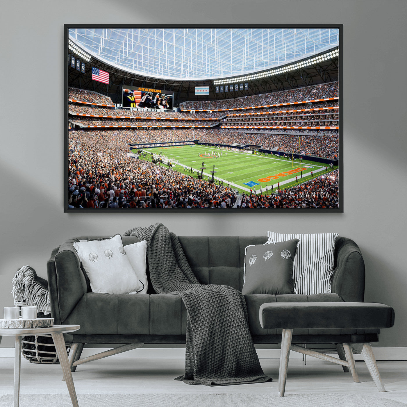 32530647-MGV-FC-36X24_Black-Chicago Bears Soldiers Field Wall Art Canvas Print – Framed Football Stadium Artwork for Home, Office, Living Room