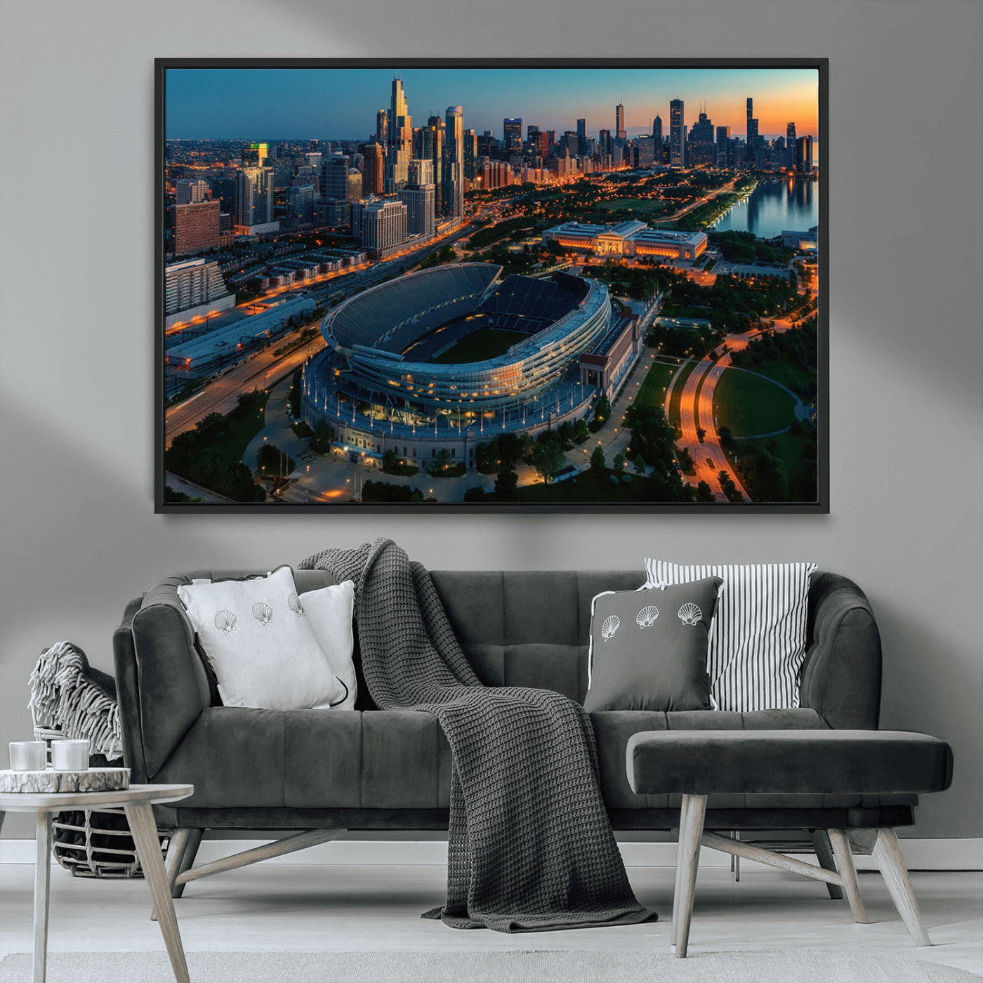 -Chicago Bears Soldiers Field Wall Art Canvas Print – Framed Football Stadium Artwork for Home, Office, Living Room