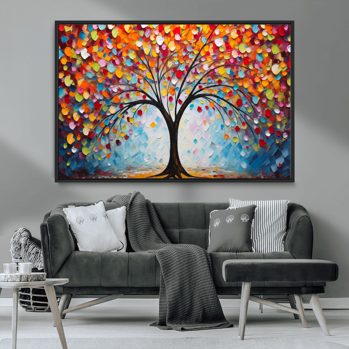 HS2447-MGV-CV-36X24-Vibrant Tree of Life Canvas Wall Art – Colorful Abstract Nature in Modern Decor - Ready to Hang