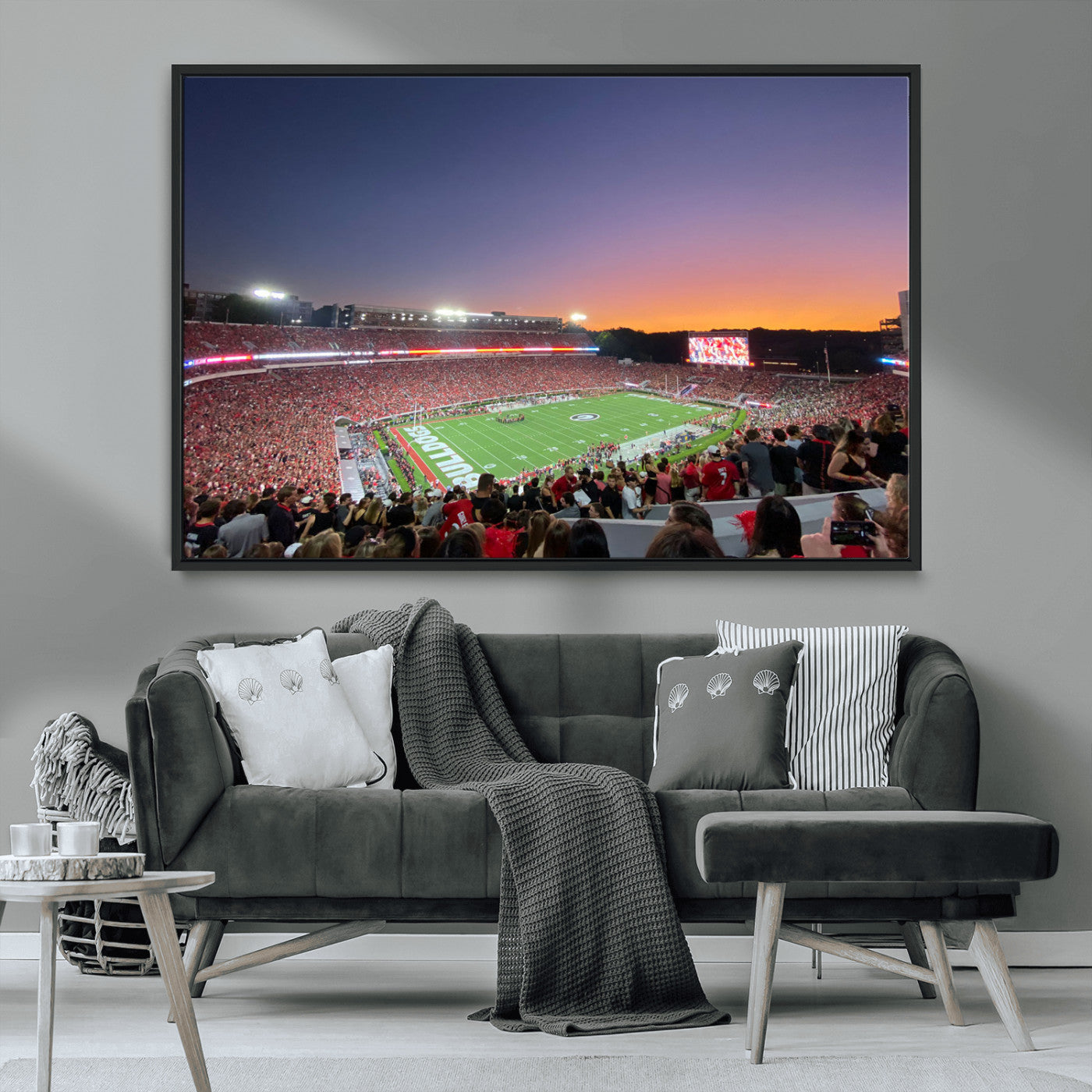 25139565-MGV-FC-36X24-Dooley Stadium Wall Art Print, Sports Arena Canvas Wall Art, Dooley Field at Sanford Stadium Canvas Print, Modern Athletic Field Art Printing
