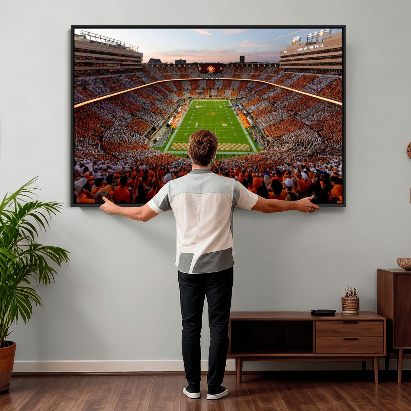 37160229-MGV-CV-36X24 - Tennessee Neyland Stadium Wall Art, Sports Arena Canvas Print, Panoramic Stadium Canvas Artwork for Home, Office