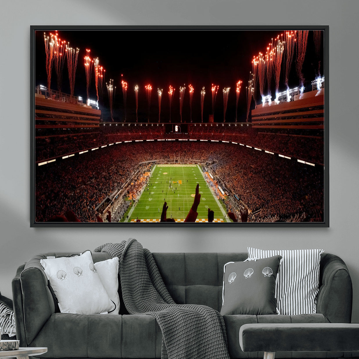 73358115-MGV-FC-36X24 - Tennessee Neyland Stadium Wall Art, Sports Arena Canvas Print, Panoramic Stadium Canvas Artwork for Home, Office