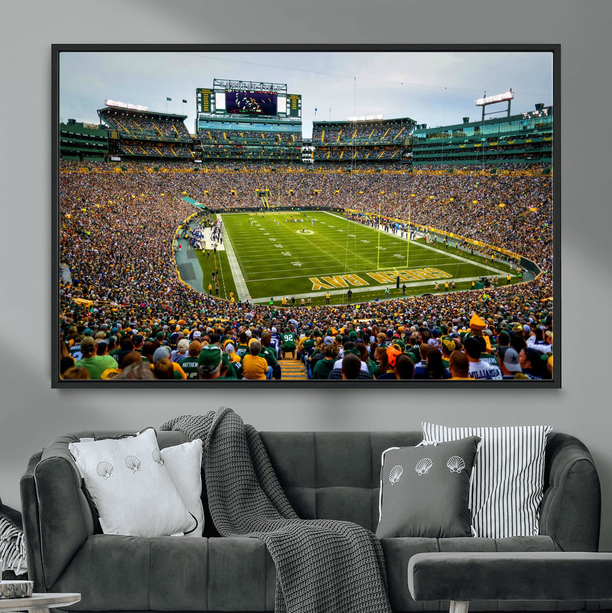 GBP101-MGV-FC-36X24 - Green Bay Packers Lambeau Field Stadium Wall Art Canvas Print, Iconic NFL Football Stadium Artwork, Wisconsin Sports Home Decor