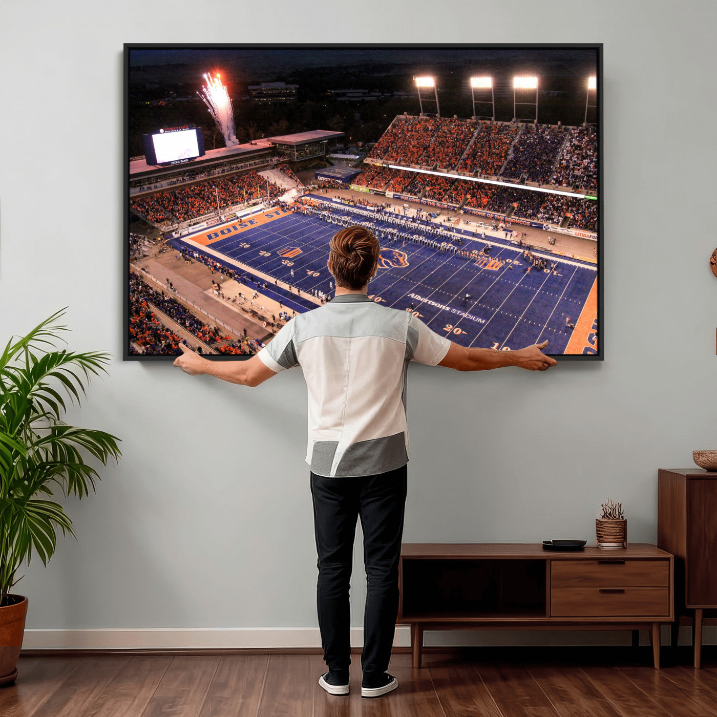 58849575-MGV-CV-36X24 - Boise State Stadium Large Wall Art Canvas Print for Living Room Office Wall Decor