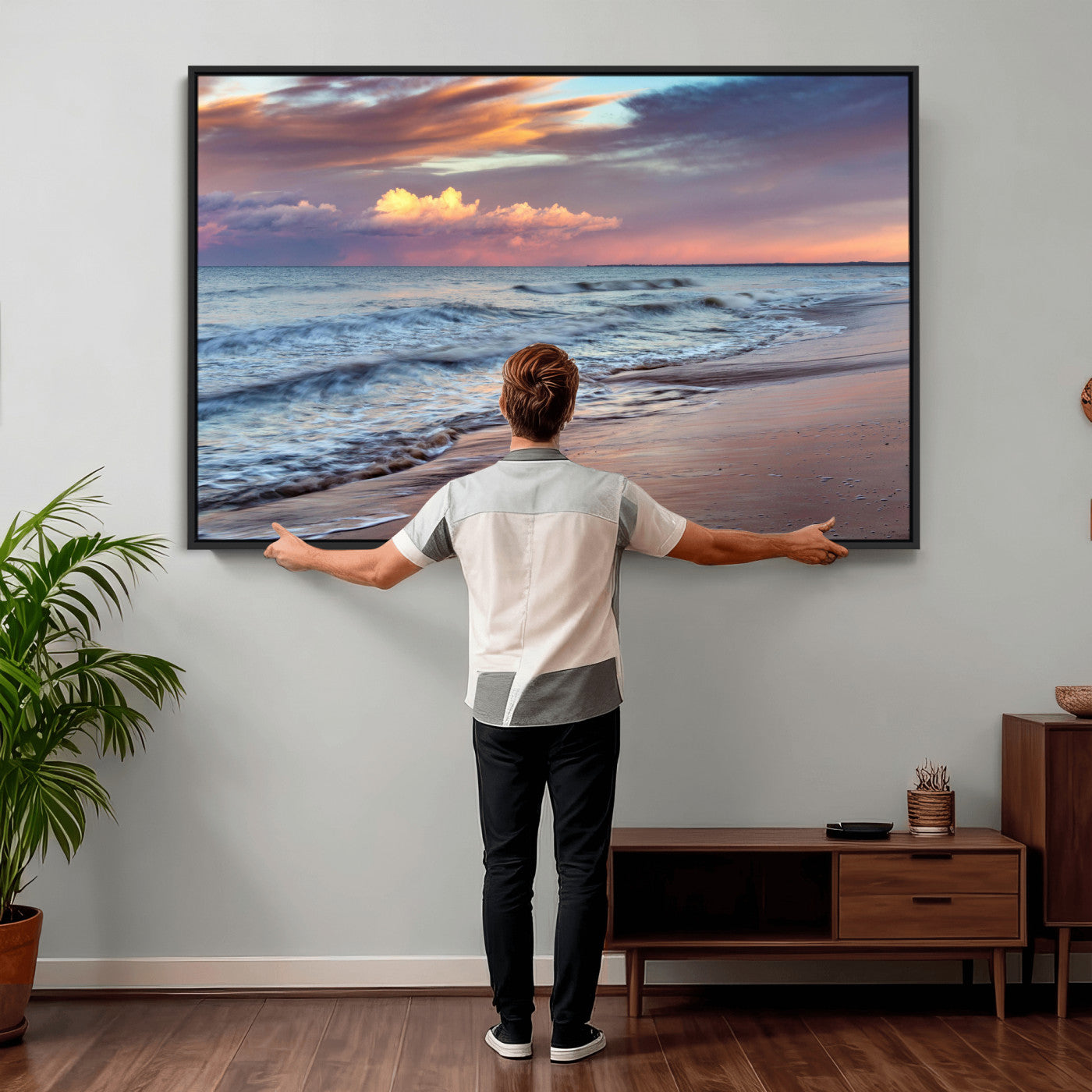 67765254-MGV-CV-36X24 - Ocean Sunset Wall Art Canvas Print – Coastal Beach Photography Artwork Print for Living Room, Bedroom, and Relaxing Home Decor