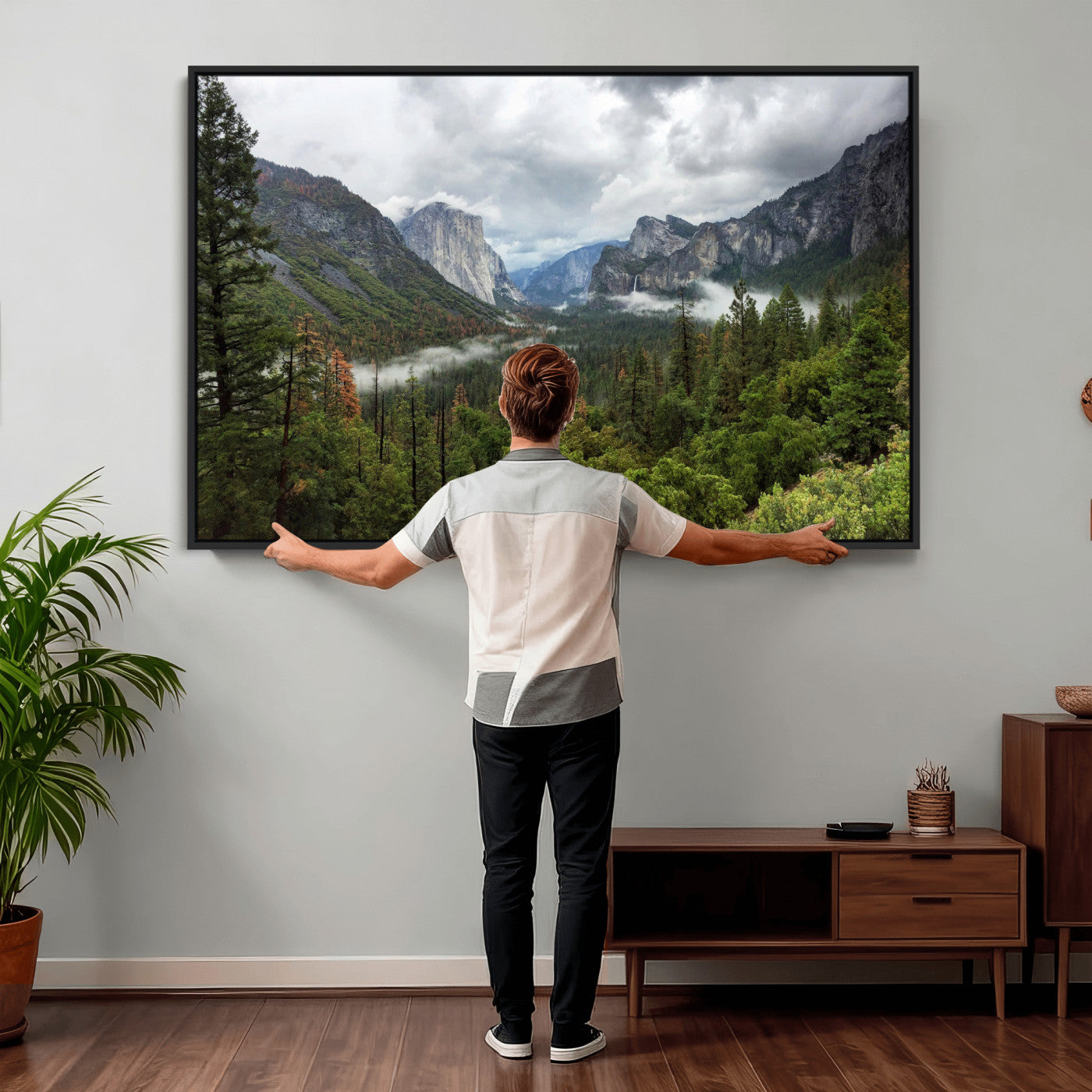 46168759-MGV-CV-36X24 - Yosemite Valley Wall Art Canvas Print, El Capitan Mountain Landscape Nature Wall Decor