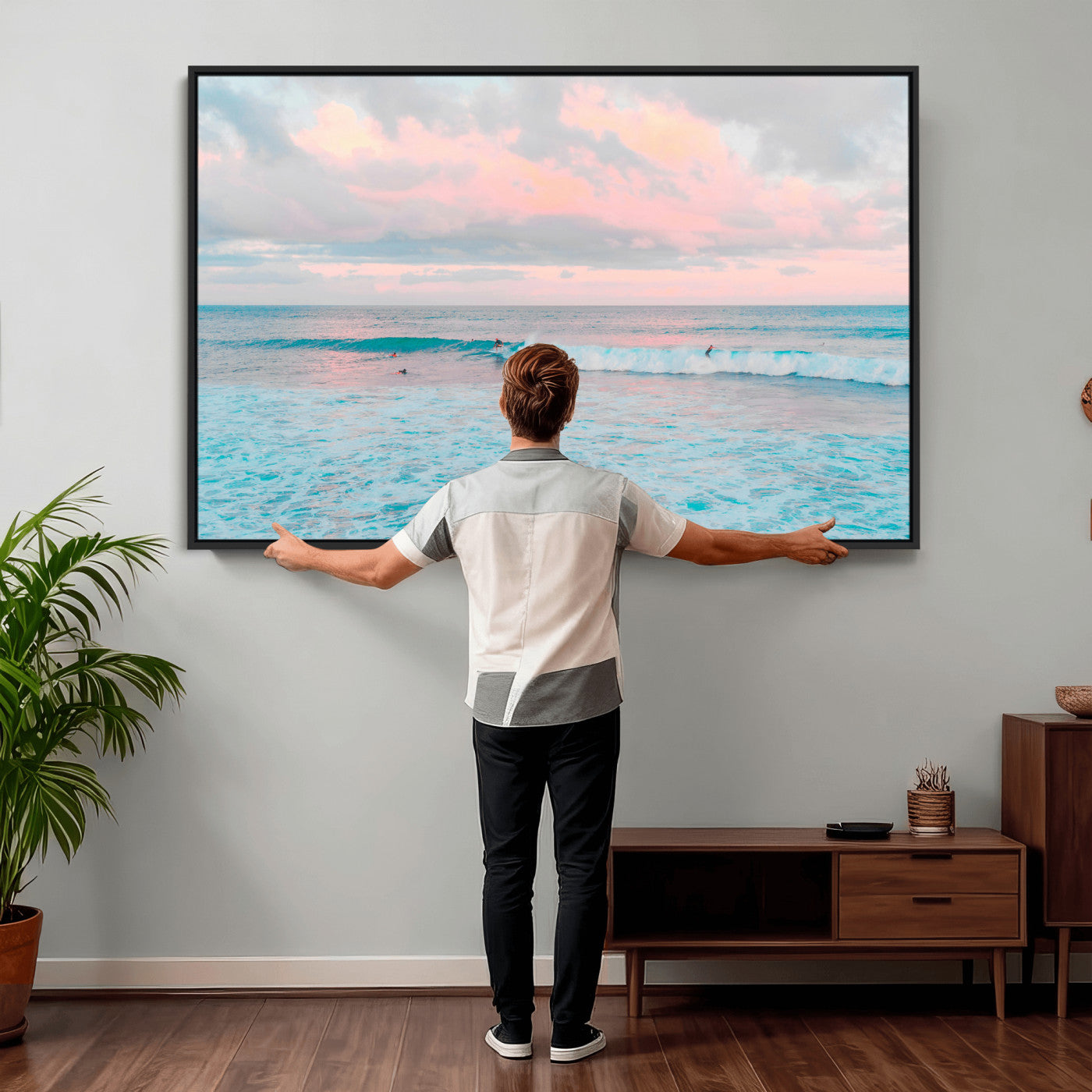 73216461-MGV-CV-36X24 - Ocean Wave Wall Art Canvas Print, Pastel Surf Seascape Photography, Coastal Beach Wall Decor