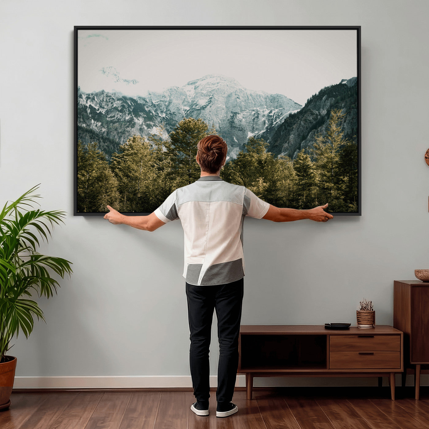 48479662-MGV-CV-36X24 - Mountain Forest Wall Art Canvas Print, Alpine Landscape Nature Photography, Moody Wilderness Wall Decor