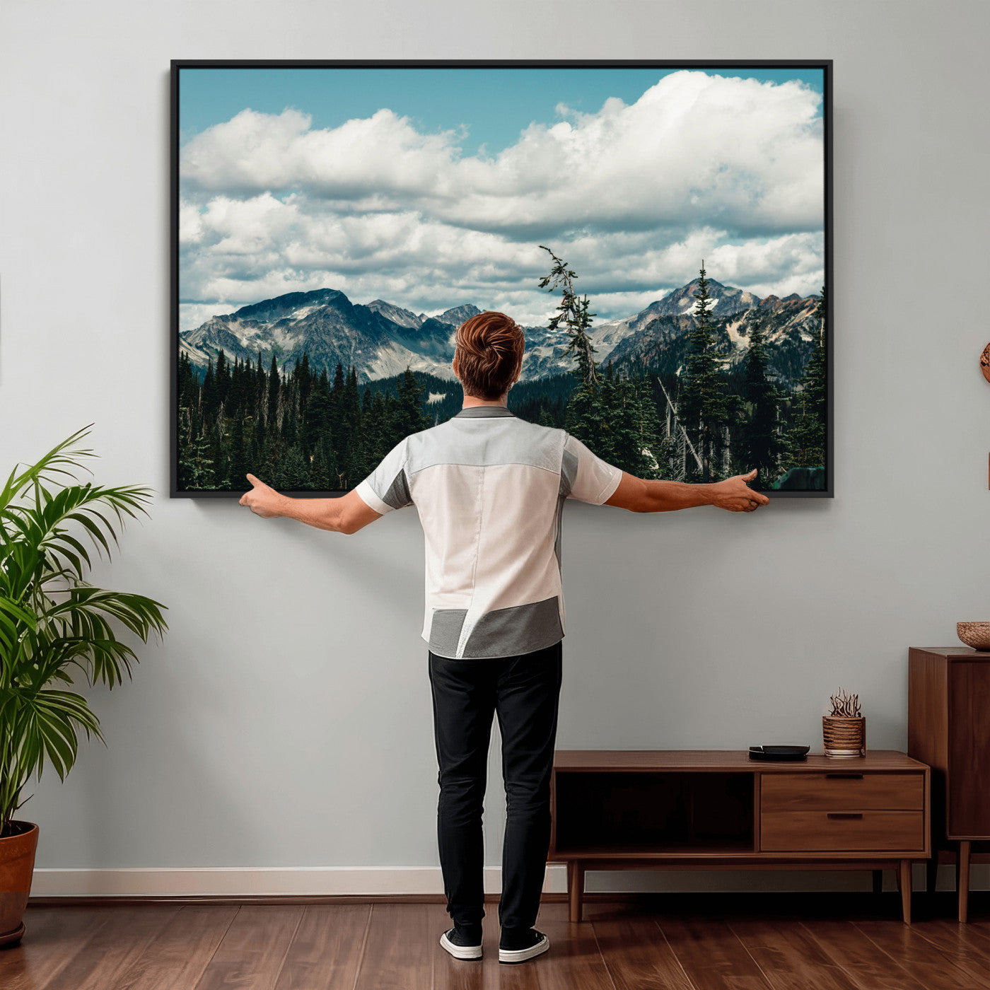 30416773-MGV-CV-36X24 - Mountain Forest Wall Art Canvas Print, Alpine Pine Tree Landscape Photography, Scenic Wilderness Mountain View, Nature Wall Decor