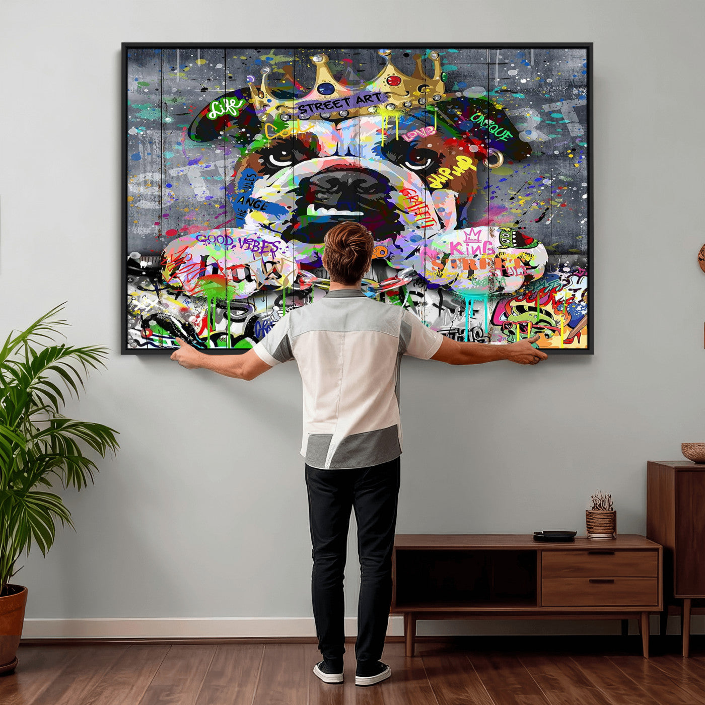 45209731-MGV-CV-36X24 - Dog Wall Decor for Teen Bedroom Decor - Graffiti Animal Canvas Wall Art for Teen Room Decor - Abstract Wall Painting Ready to Hang